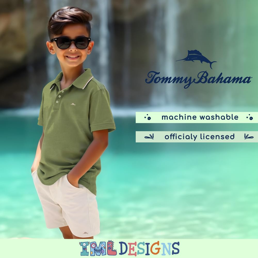 Tommy Bahama Boys Short Sleeve Classic Polo Shirt & Elastic Waist Shorts Set, Casual 2-Piece Summer Outfit for Kids