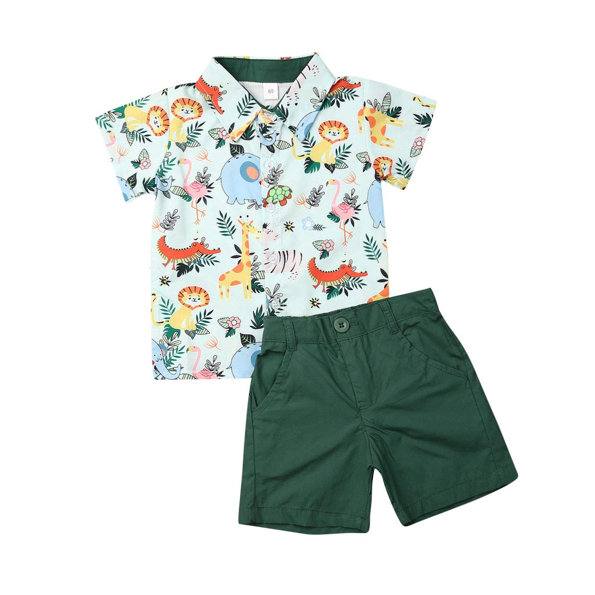 2Pcs Baby Boys Summer Clothing Sets Cute Letters Print Button Down Shirt+Shorts Outfits Toddler Clothes