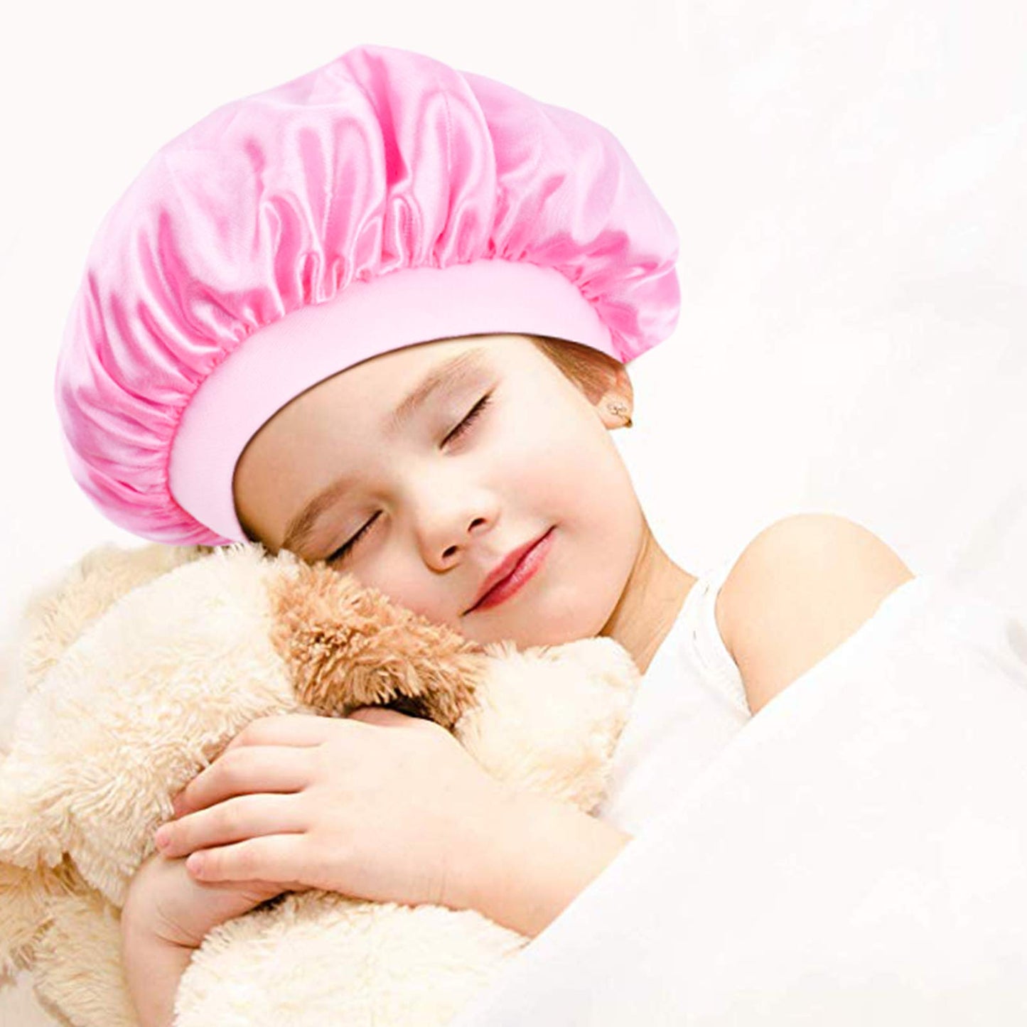 3 Pieces Kids Satin Bonnet Dinosaur Wide Elastic Band Sleeping Cap Soft Silk Double Layer Night Hair Hats for Teens Toddler Child Baby