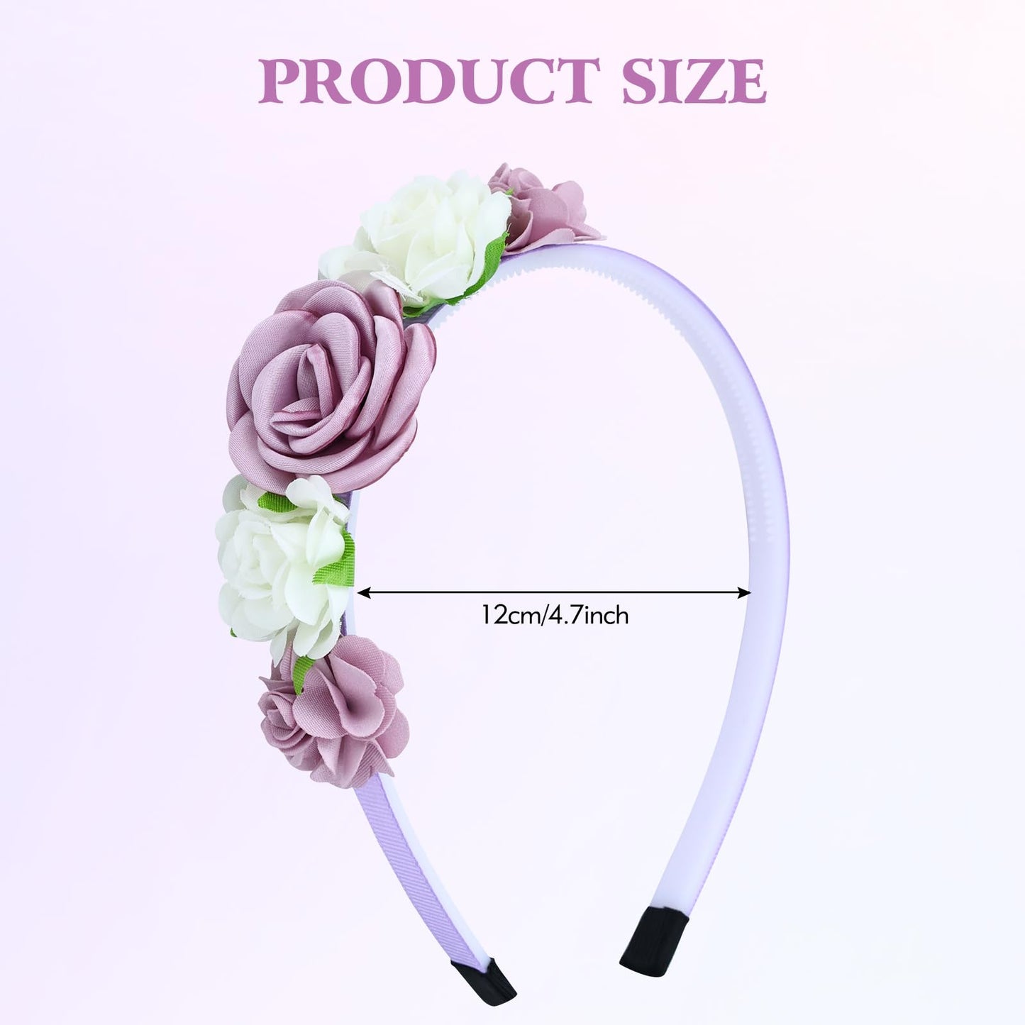 5 Pieces Beige Pink Plastic Flower Headbands Floral Hair Bands Hoops Accessories for Baby Girls Toddlers Kids Teens