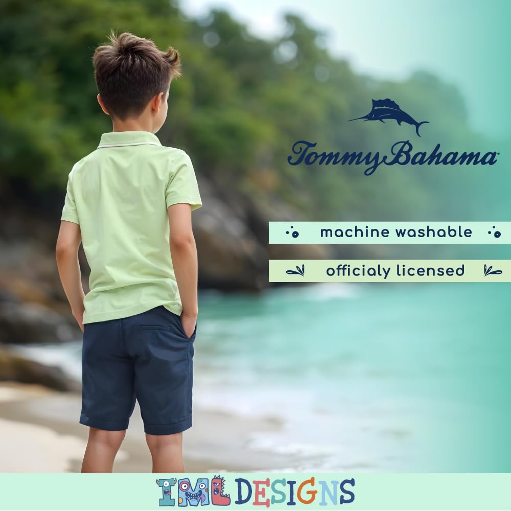 Tommy Bahama Boys Short Sleeve Classic Polo Shirt & Elastic Waist Shorts Set, Casual 2-Piece Summer Outfit for Kids
