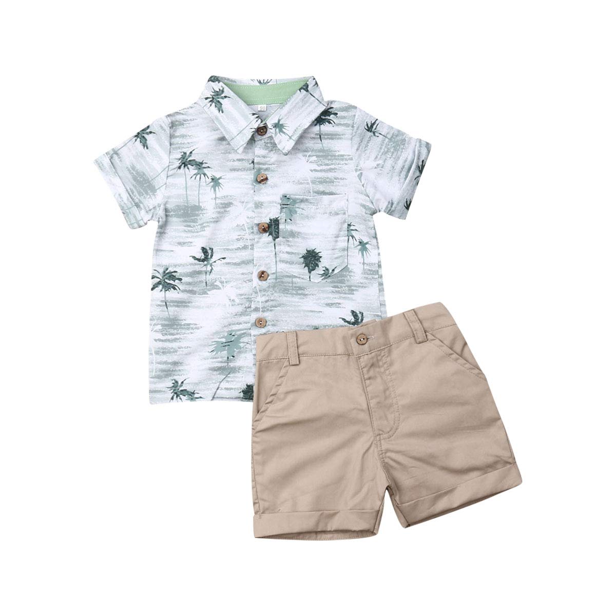 2Pcs Baby Boys Summer Clothing Sets Cute Letters Print Button Down Shirt+Shorts Outfits Toddler Clothes