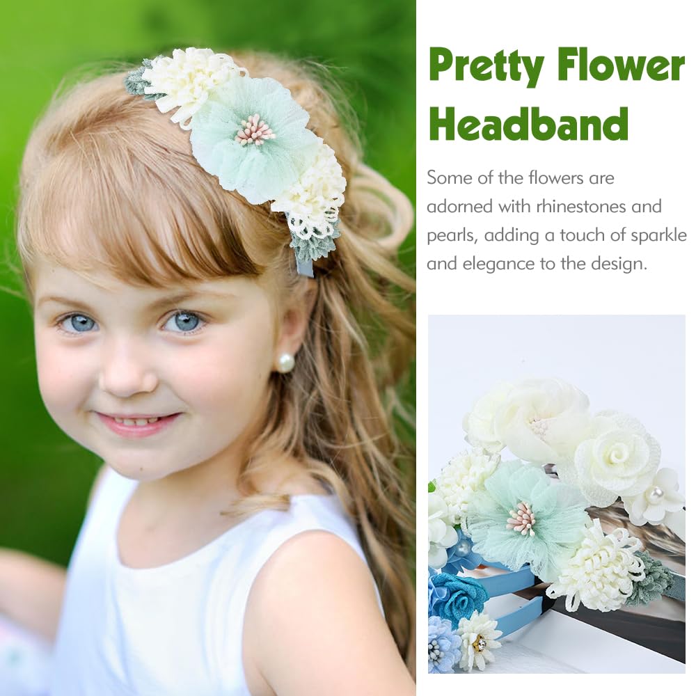 5 Pieces Beige Pink Plastic Flower Headbands Floral Hair Bands Hoops Accessories for Baby Girls Toddlers Kids Teens