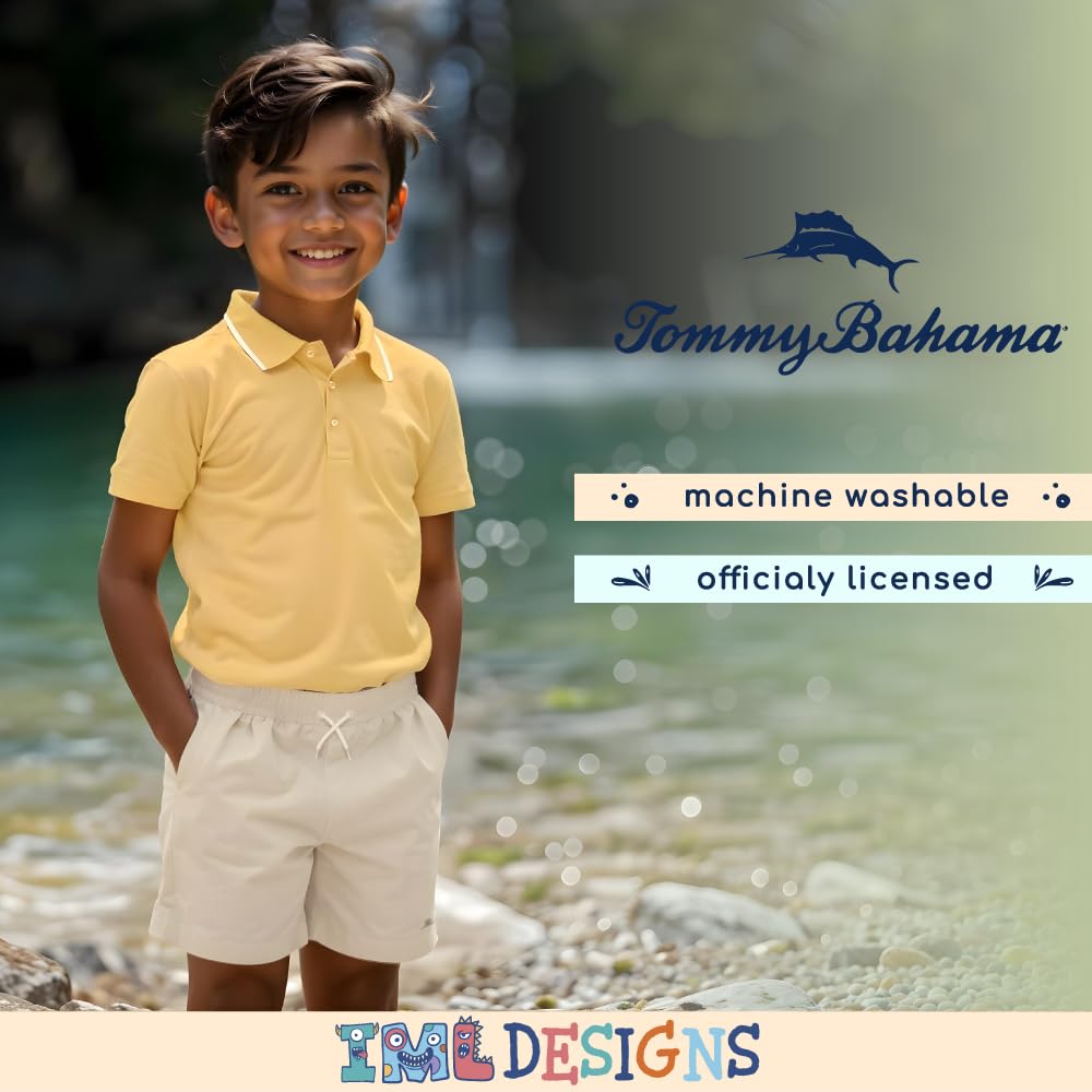 Tommy Bahama Boys Short Sleeve Classic Polo Shirt & Elastic Waist Shorts Set, Casual 2-Piece Summer Outfit for Kids