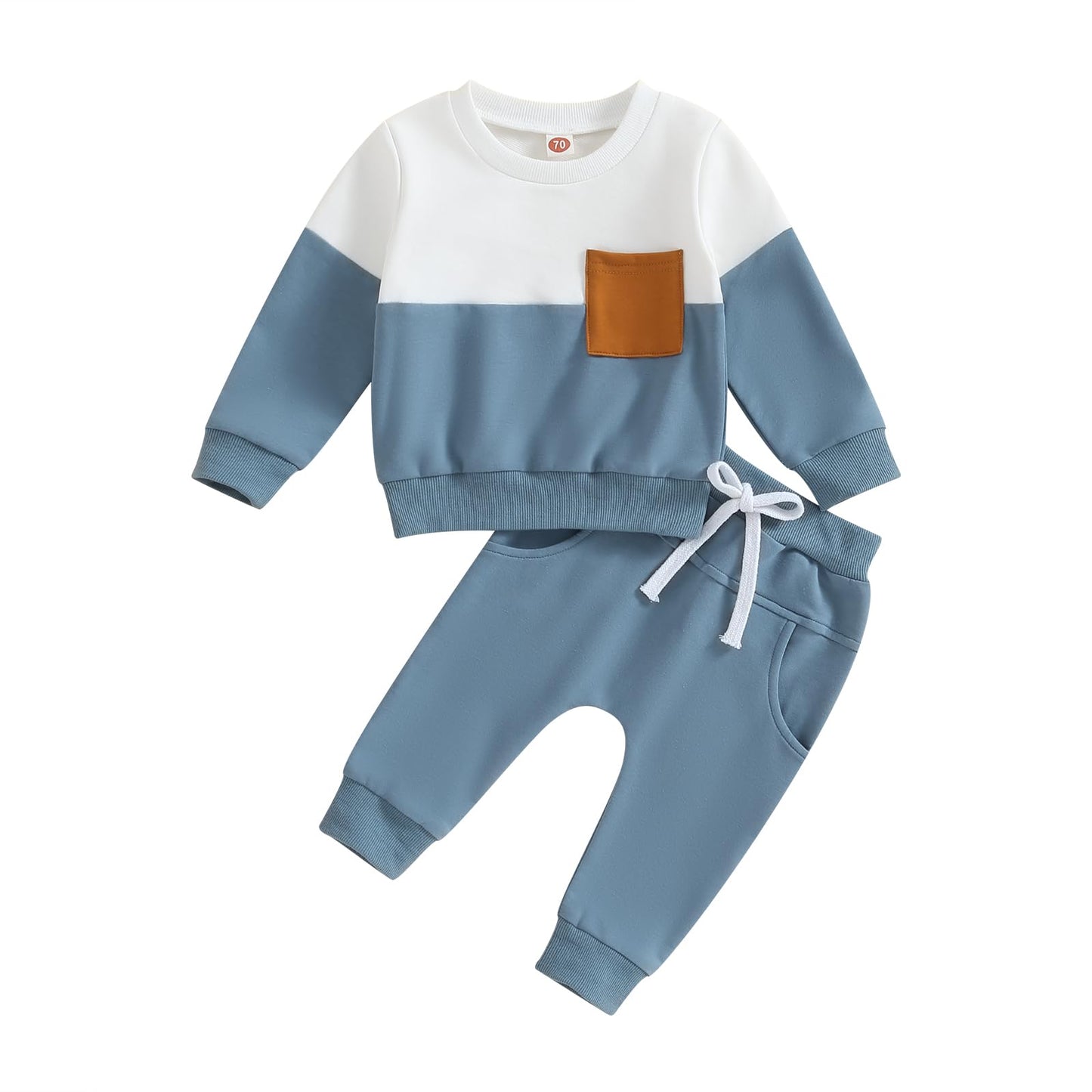 Tsnbre Baby Boy Clothes Outfits Fall Long Sleeve Color Block Sweatshirt Tops Casual Pants Newborn 2Pcs Set