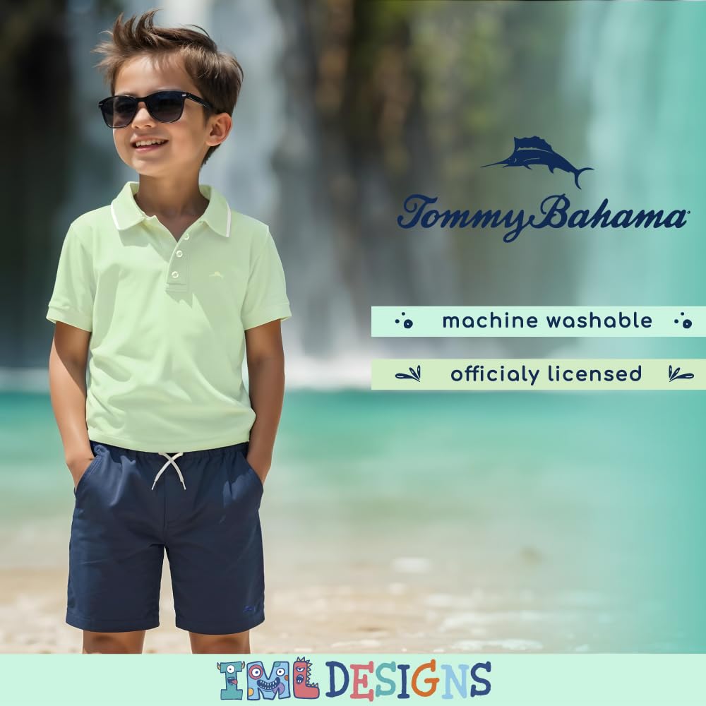 Tommy Bahama Boys Short Sleeve Classic Polo Shirt & Elastic Waist Shorts Set, Casual 2-Piece Summer Outfit for Kids