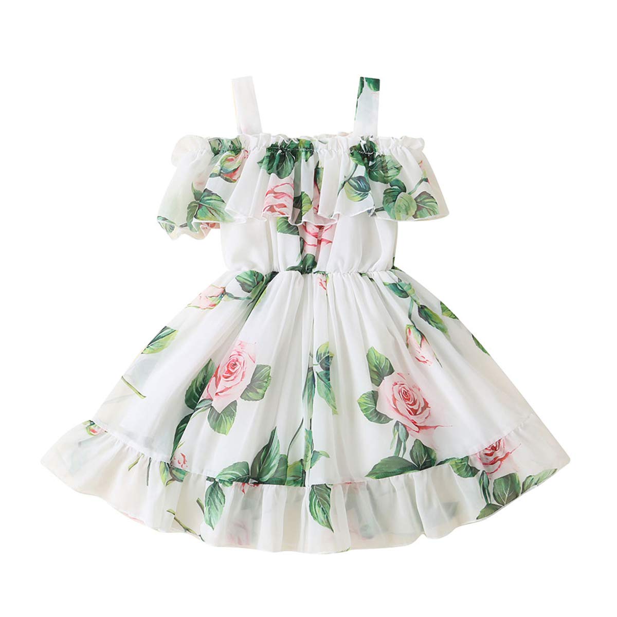 Toddler Baby Girls Summer Dress Chiffon Princess Tutu Dress Floral Beachwear Suspender Sundress Skirt Little Girl Clothes