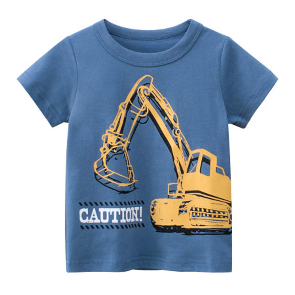 4-Pack Toddler Boys Dinosaur Shark Excavator Truck T-Shirts Graphic Short Sleeve Tees