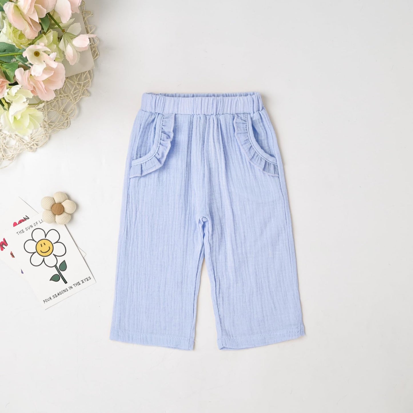 Toddler Baby Girl Clothes Summer Outfits Cute Bow Button Ruffle Camisole Pants Set 9-36 Months
