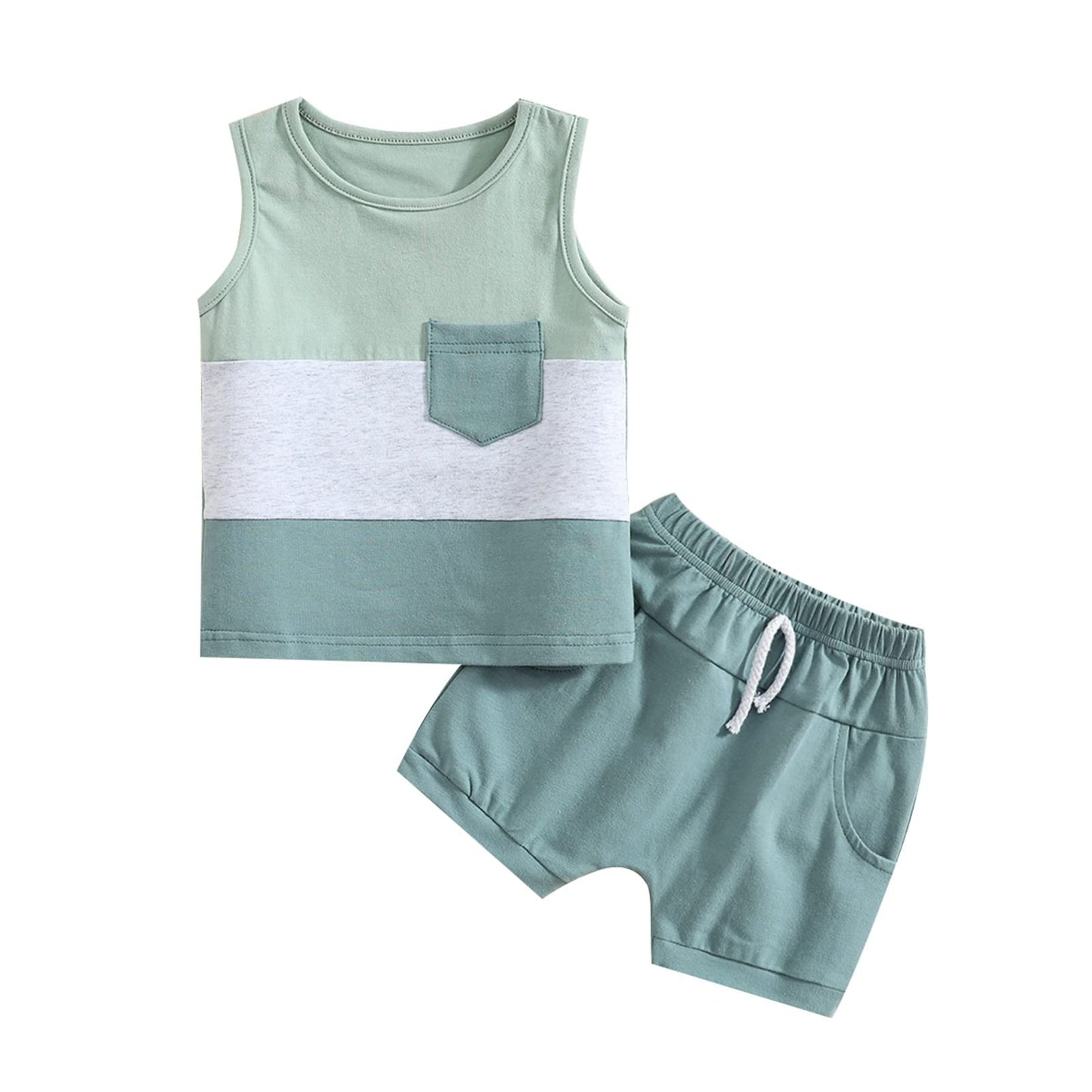 Kupretty Baby Boy Summer Clothes Sleeveless Tank Tops Vest T-Shirt + Casual Shorts Toddler Outfits Set
