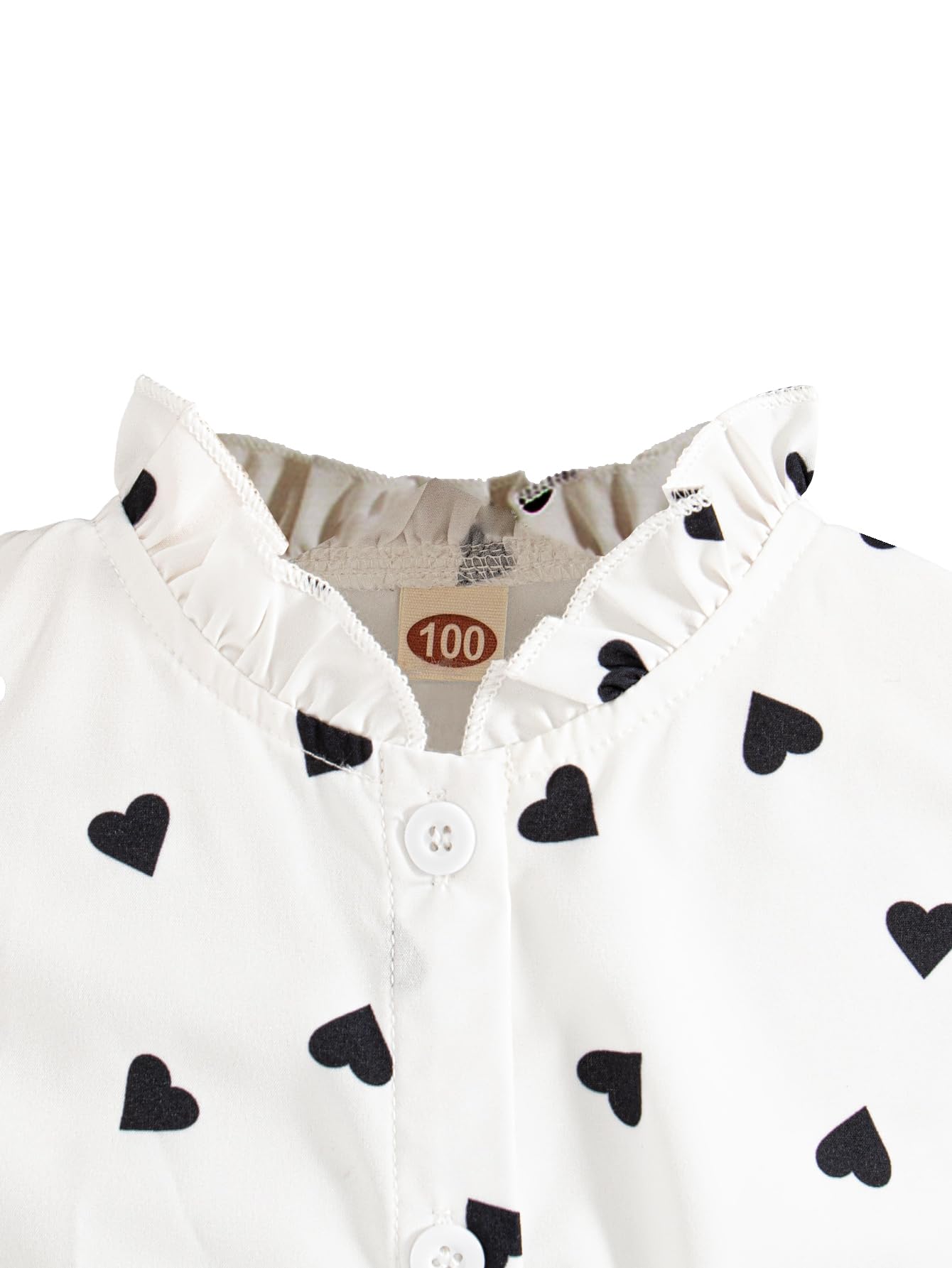 Toddler Girl Clothes Ruffle Trim Short Sleeve Love Polka Dots Button Shirt with Belt and Leggings Outfits Sets