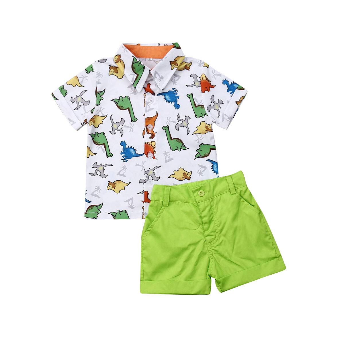 2Pcs Baby Boys Summer Clothing Sets Cute Letters Print Button Down Shirt+Shorts Outfits Toddler Clothes