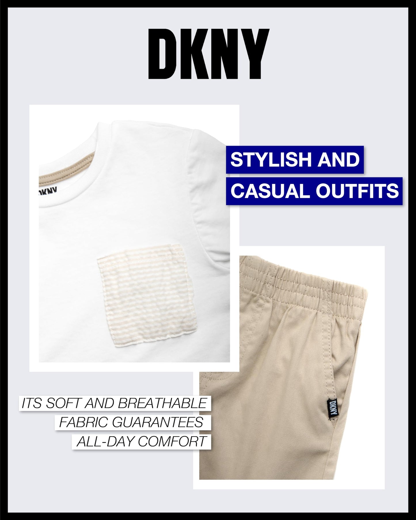 DKNY Boys' Short Set - 3 Piece Short Sleeve Button Down Shirt, Crew Neck T-Shirt, and Twill Shorts for Boys (Sizes: 2T-7)