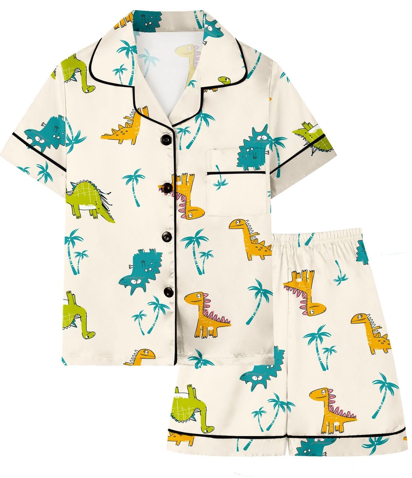 Boys & Mens Silk Pajamas Button Down Sleepwear Satin Nightwear 2 Pcs Pj Set