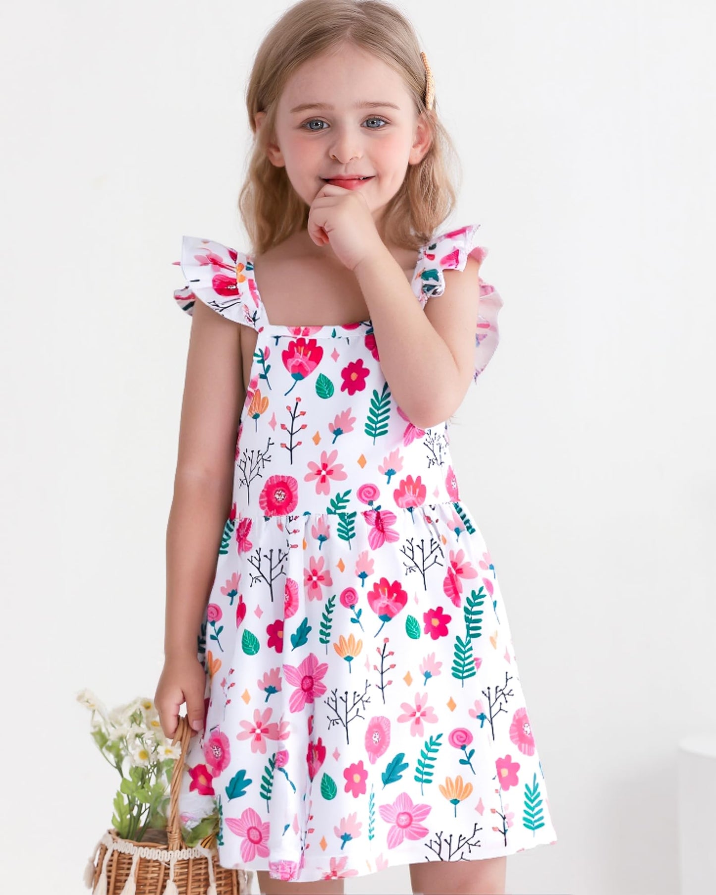 Toddler Girl Dress Little Girl Clothes Ruffle Sleeveless Multipack Floral Flamingo Striped Summer Spring Casual Dresses