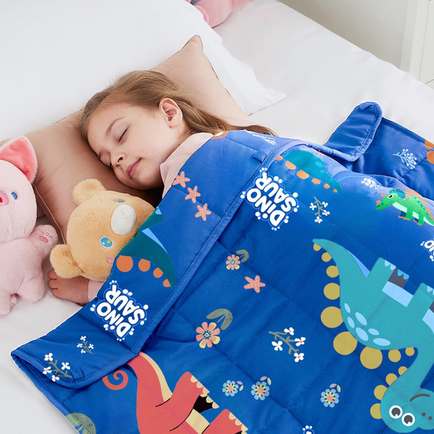 HOSUKKO Weighted Blanket - 5 lbs Blue Dinosaur Heavy Blanket - Breathable Blanket(36 * 48 inches, 5 lbs)