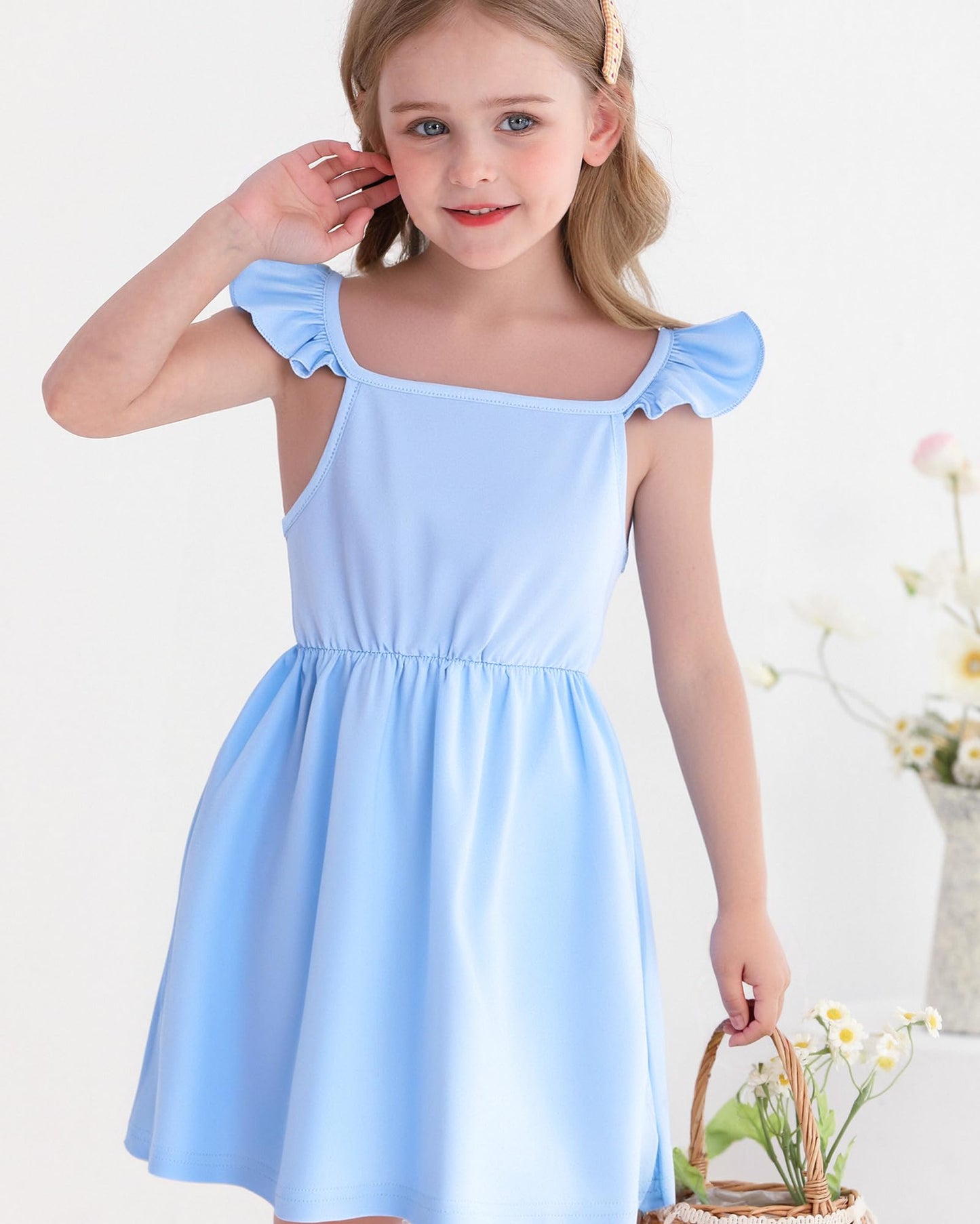 Toddler Girl Dress Little Girl Clothes Ruffle Sleeveless Multipack Floral Flamingo Striped Summer Spring Casual Dresses