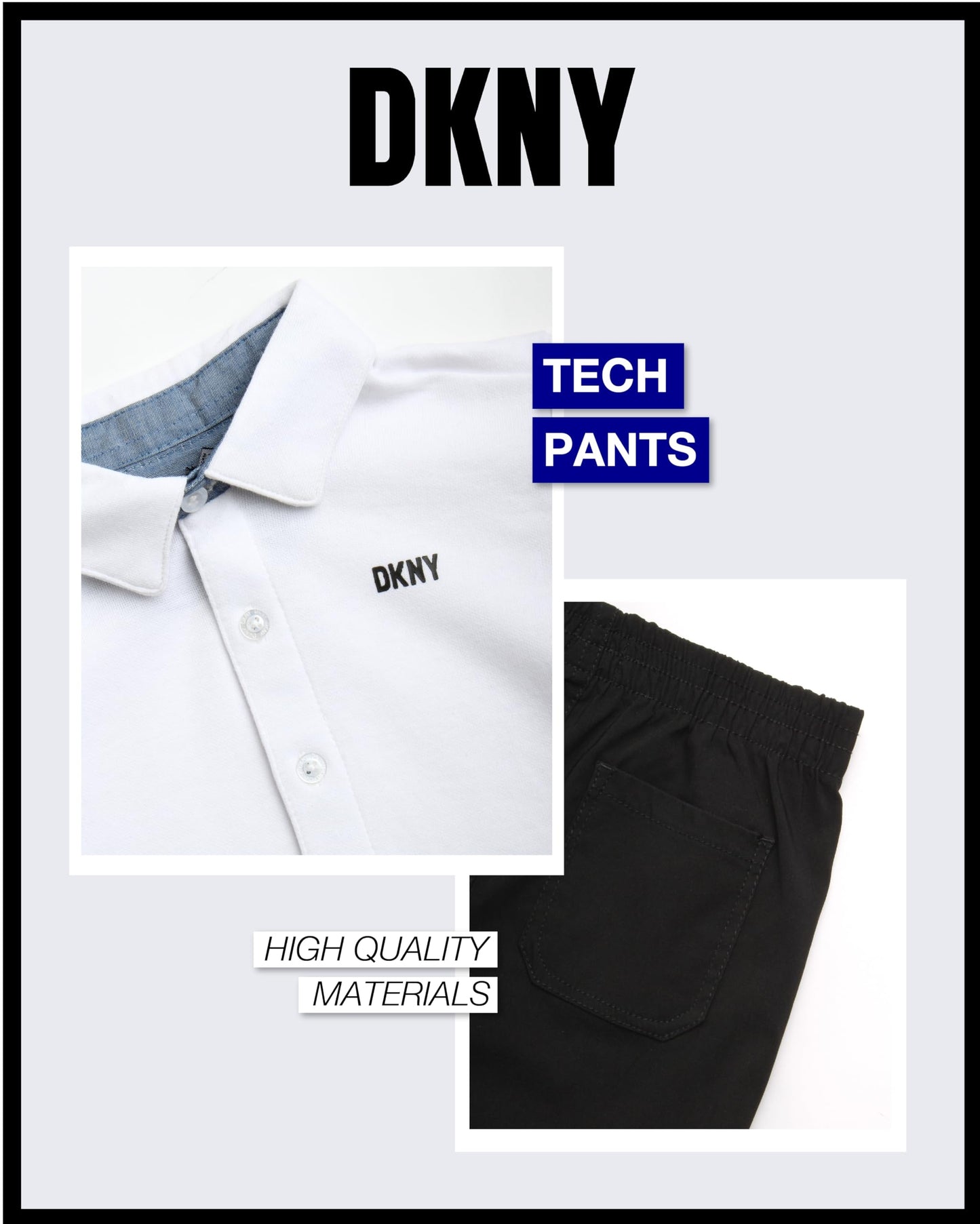DKNY Boys' Pants Set - 2 Piece Short Sleeve Button Down Shirt and Tech Pants - Summer Outfit Set for Toddler Boys (2T-7)