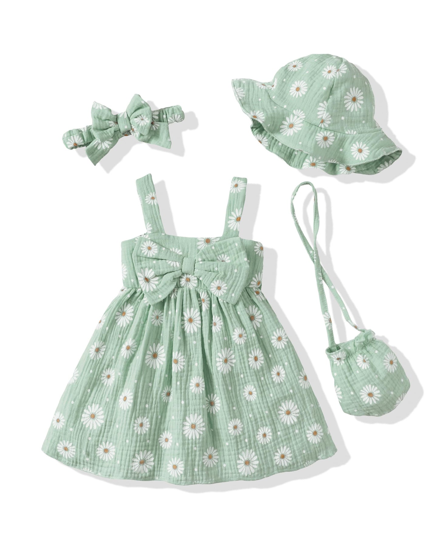 Toddler Girl Summer Dress Infant Baby Girl Casual Clothes Sleeveless Bowknot Beach Sundress with Hat
