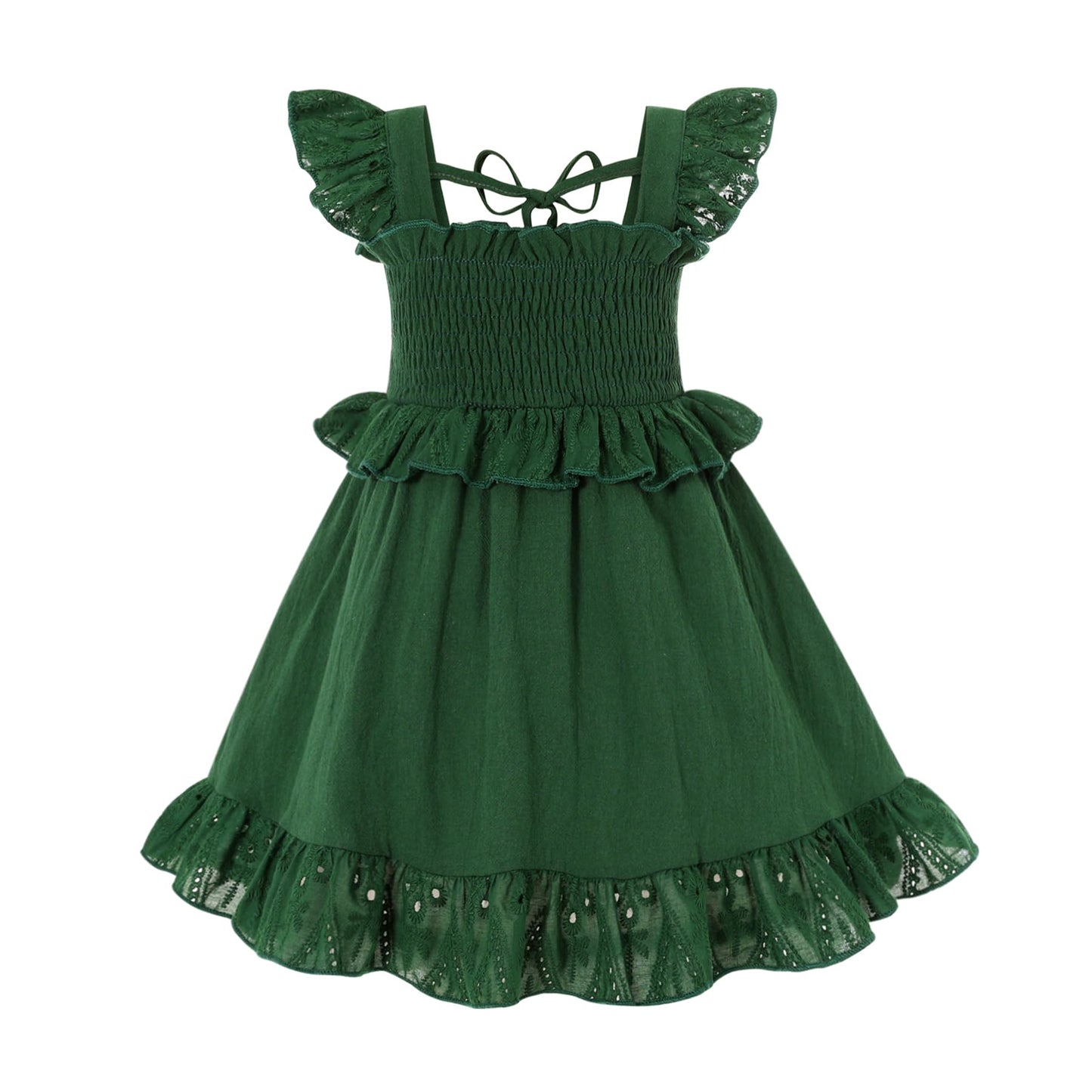 YOUNGER TREE Toddler Dress Baby Girls Cotton Ruffle Sleeveless Summer Dresses Kids Boho Beach Casual Sundress