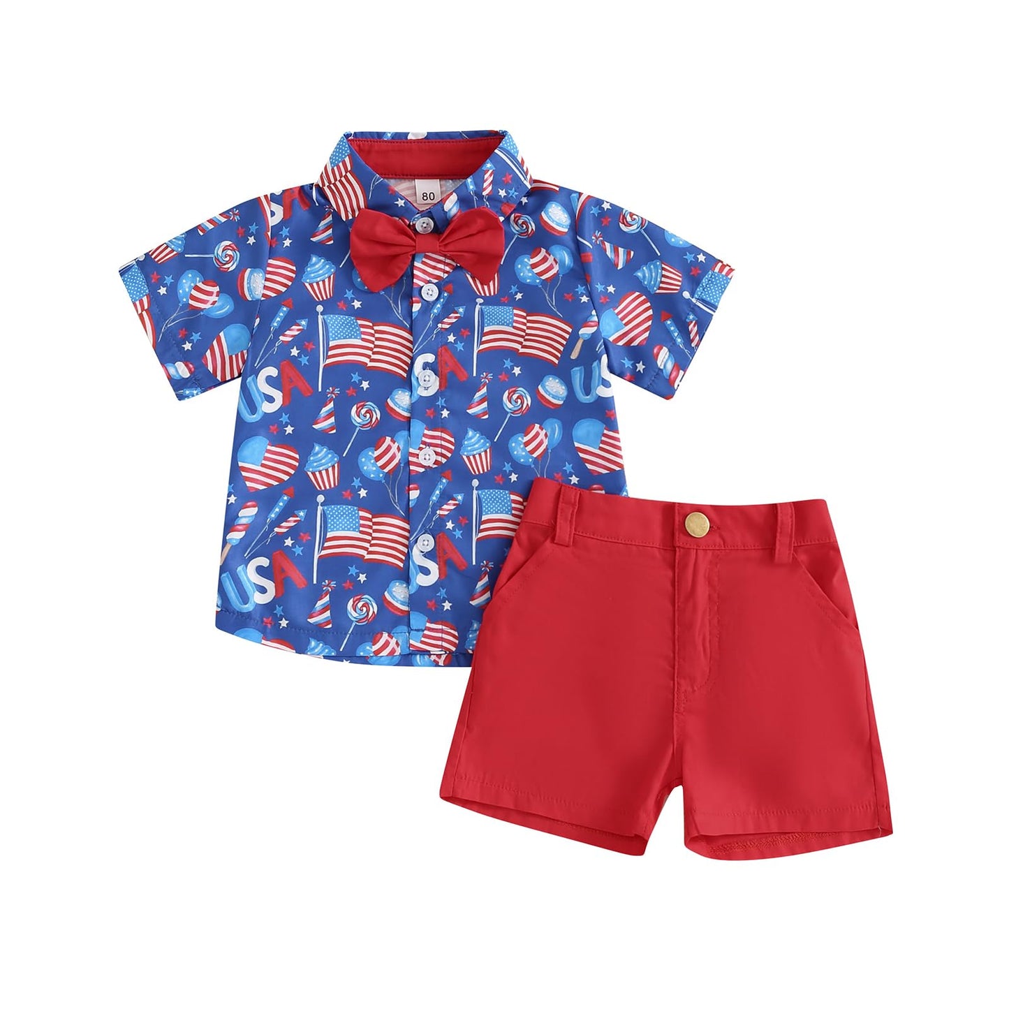 2Pcs Baby Boys Summer Clothing Sets Cute Letters Print Button Down Shirt+Shorts Outfits Toddler Clothes