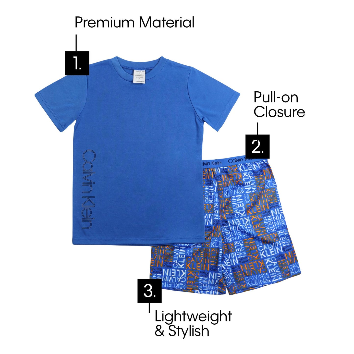 Calvin Klein Boys' Two Piece Sleepwear Top and Bottom Pajama Set