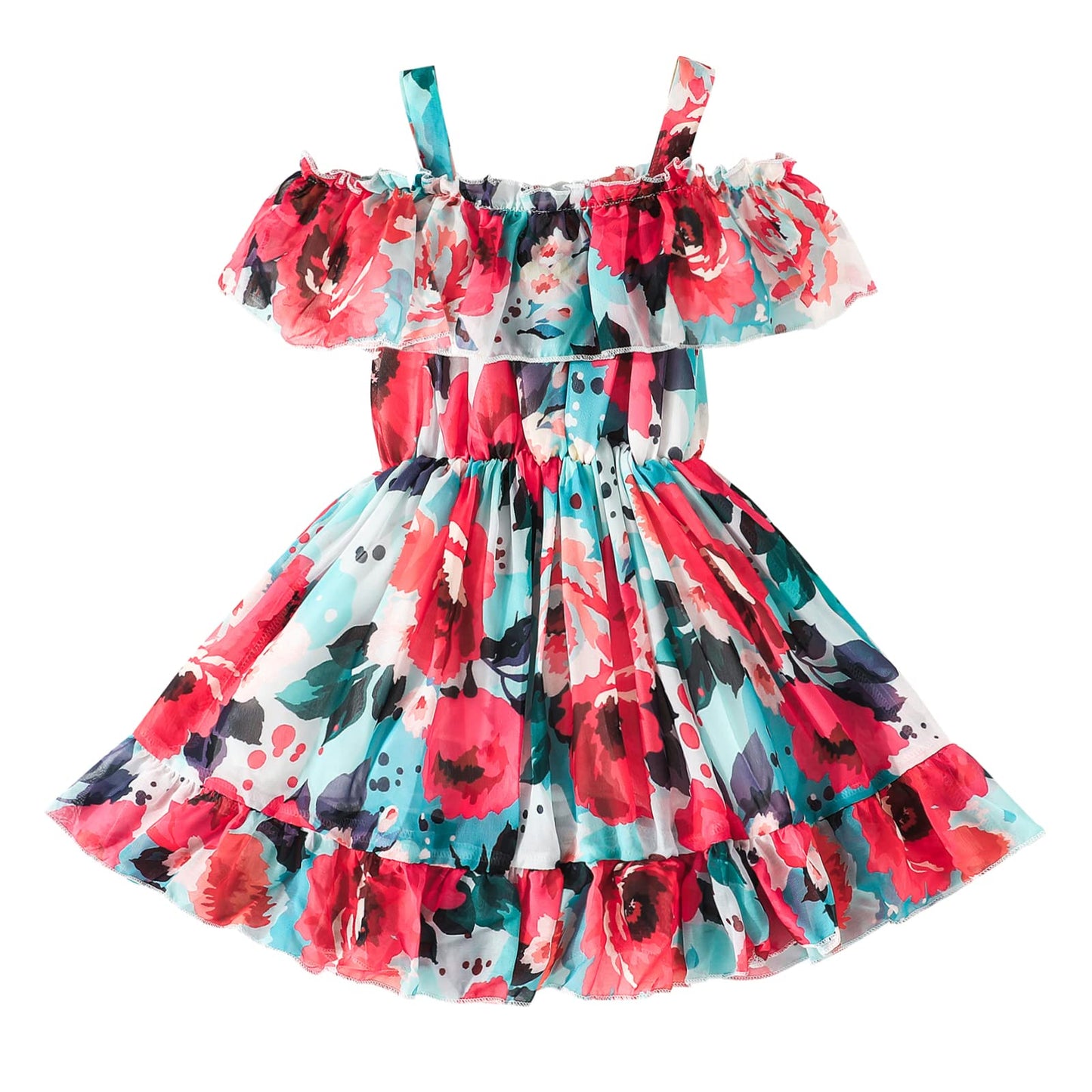 Toddler Baby Girls Summer Dress Chiffon Princess Tutu Dress Floral Beachwear Suspender Sundress Skirt Little Girl Clothes