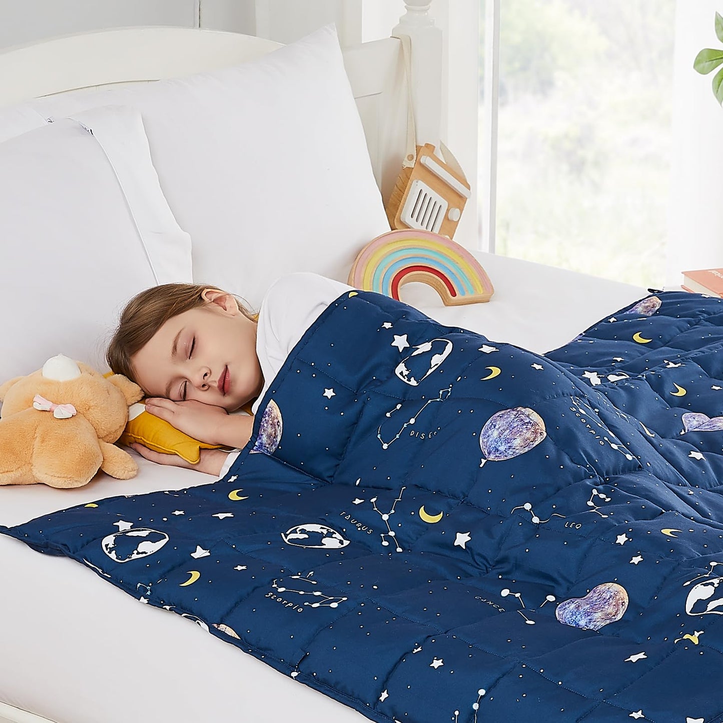 HOSUKKO Weighted Blanket - 5 lbs Blue Dinosaur Heavy Blanket - Breathable Blanket(36 * 48 inches, 5 lbs)