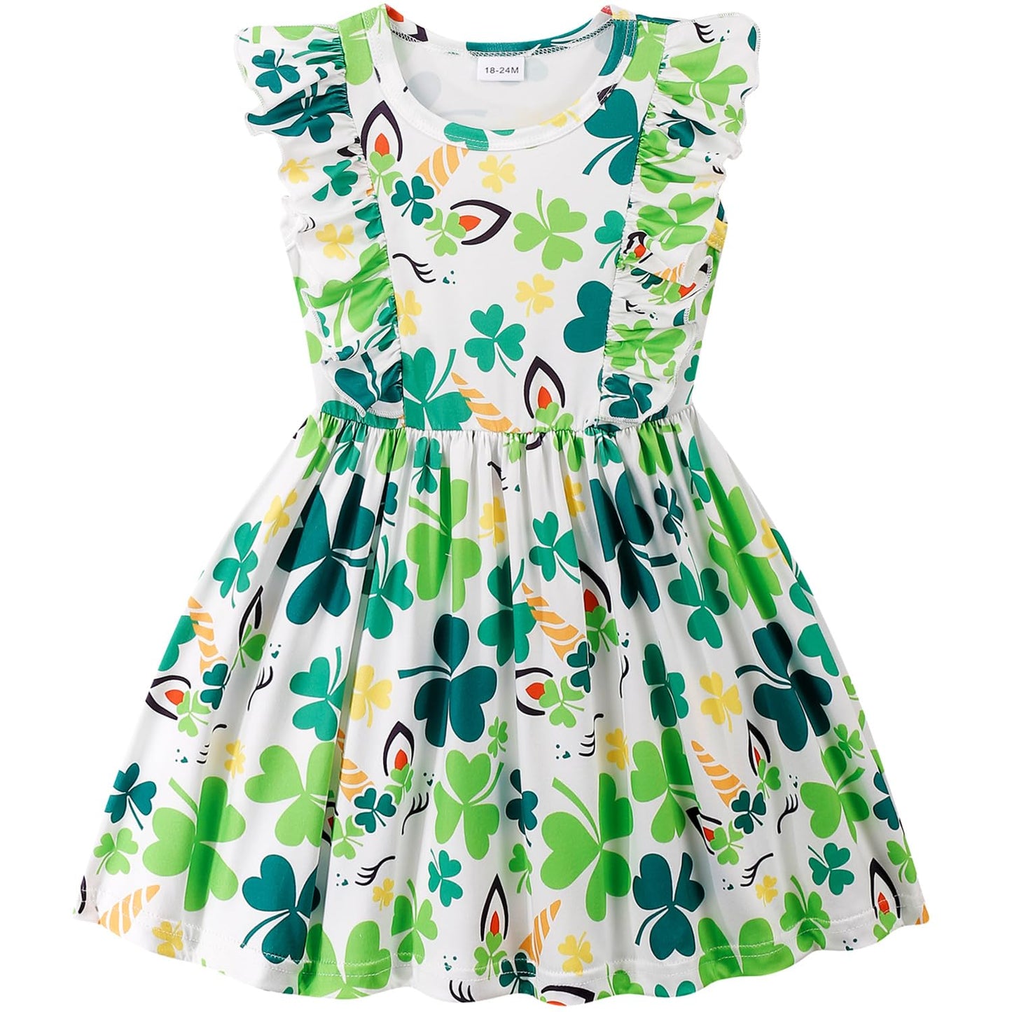 Little Girls A-line Dress Cute Leopard Mermaid Pattern Ruffle Sundress Toddler Girl Casual Dresses for Party 2-7Y