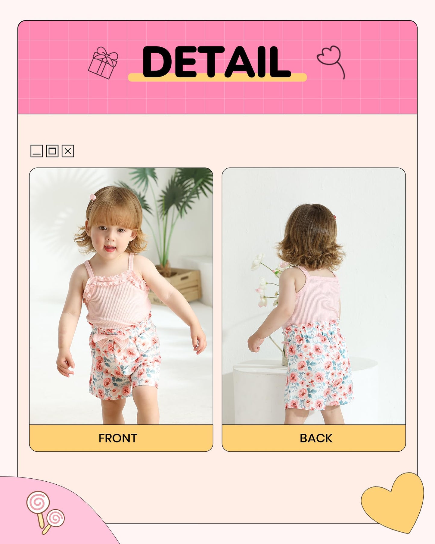 Kucnuzki Toddler Baby Girl Clothes Sleeveless Tank Tops Ruffle Halter Shirts Floral Shorts 2 Piece Set Summer Outfits