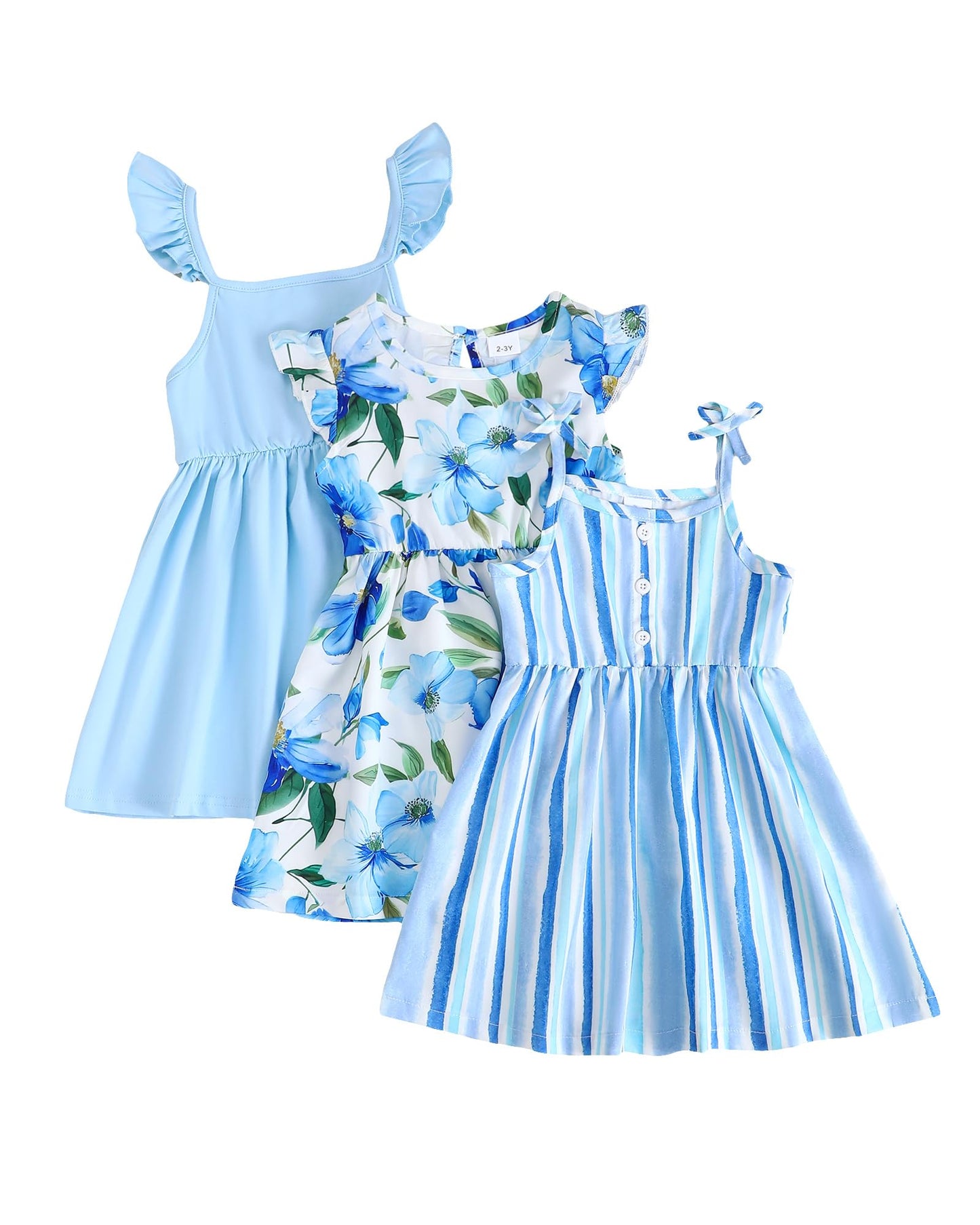 Toddler Girl Dress Little Girl Clothes Ruffle Sleeveless Multipack Floral Flamingo Striped Summer Spring Casual Dresses