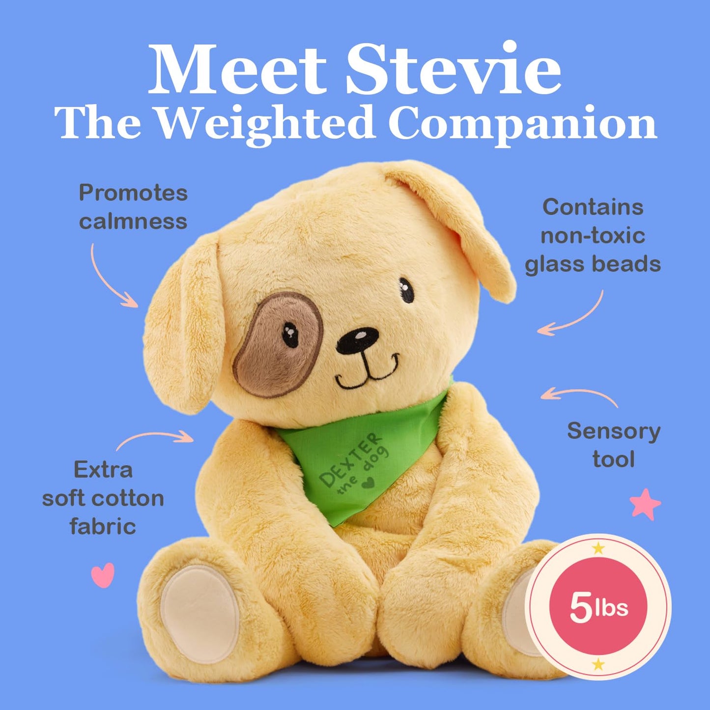 Lilly's Love Weighted Stuffed Animal, 5lb | Sensory Plush for Kids & Adults | Machine Washable Plushie w/Removable Inner | Calming Weighted Stuffed Animal for Anxiety, Stevie The Sloth