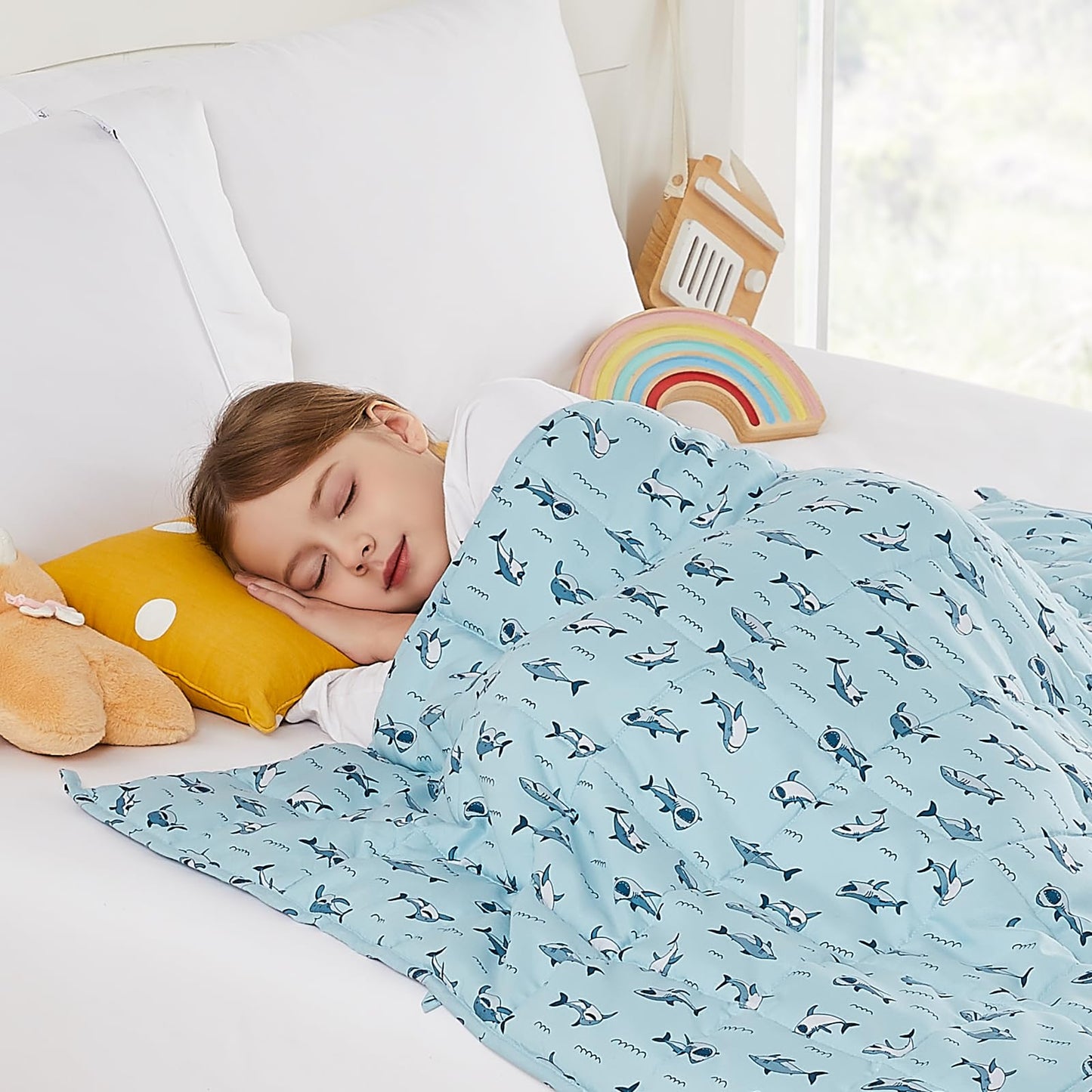HOSUKKO Weighted Blanket - 5 lbs Blue Dinosaur Heavy Blanket - Breathable Blanket(36 * 48 inches, 5 lbs)