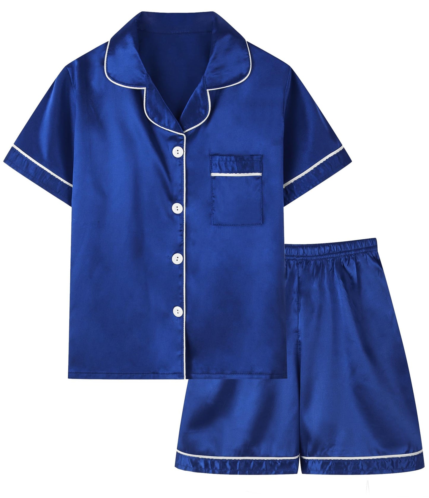 Boys & Mens Silk Pajamas Button Down Sleepwear Satin Nightwear 2 Pcs Pj Set