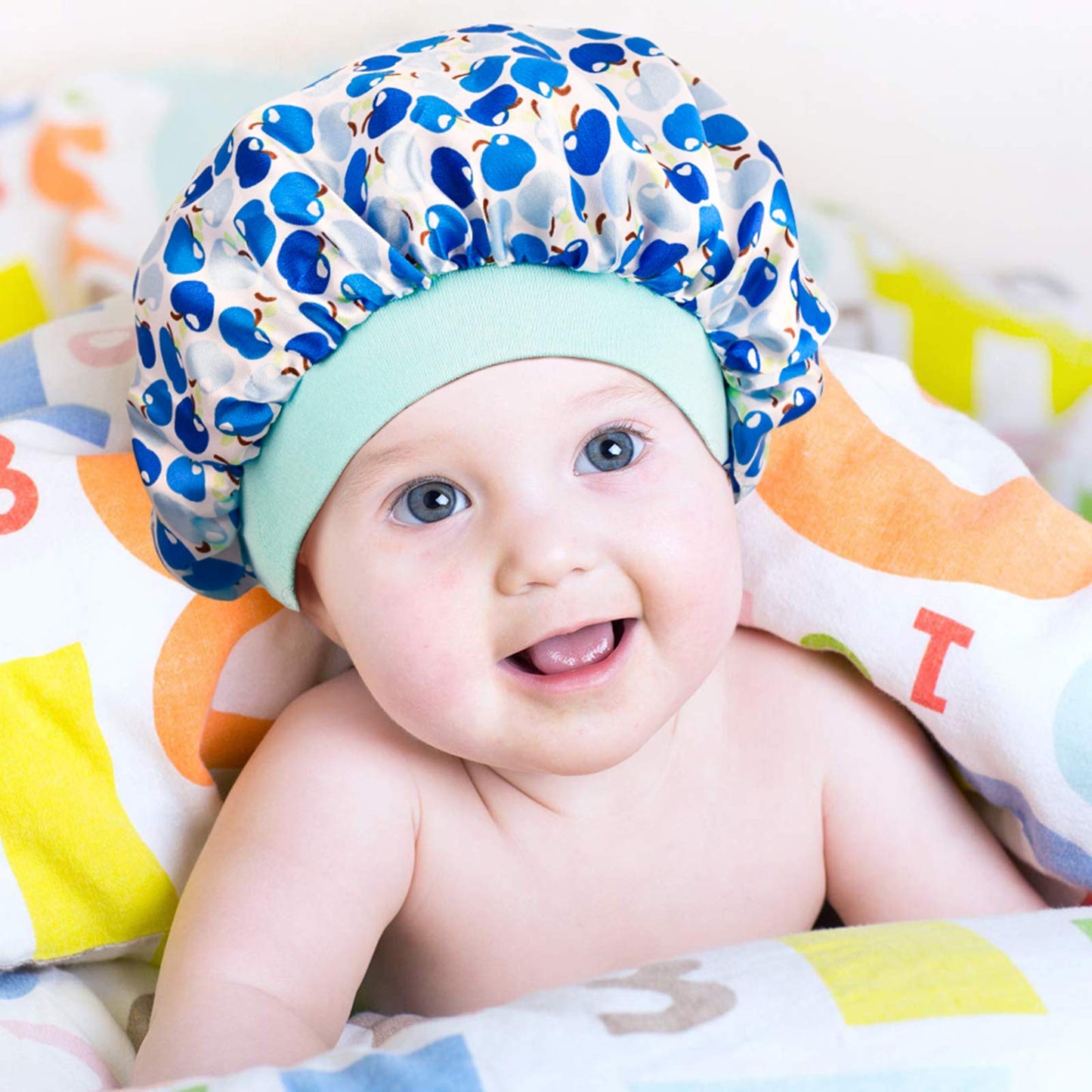 3 Pieces Kids Satin Bonnet Dinosaur Wide Elastic Band Sleeping Cap Soft Silk Double Layer Night Hair Hats for Teens Toddler Child Baby