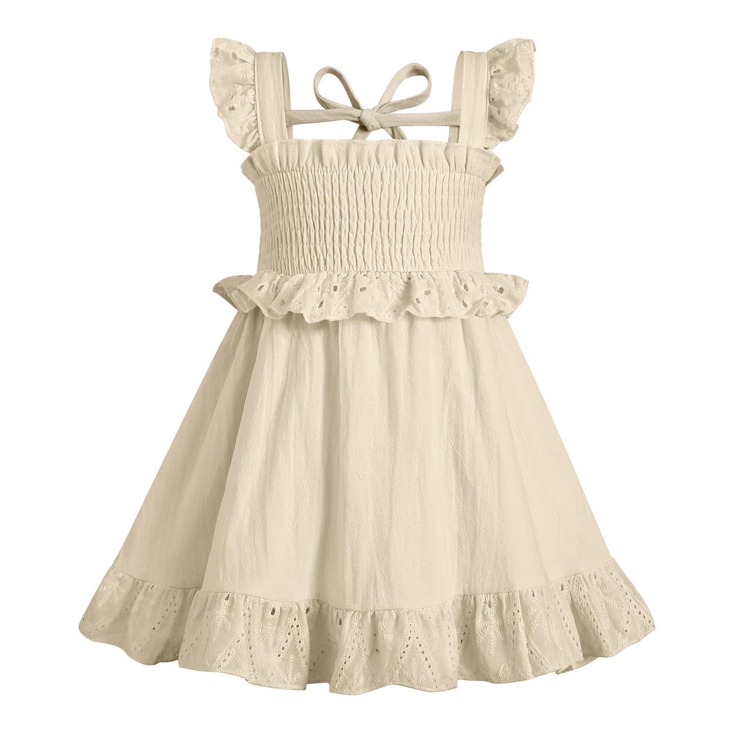 YOUNGER TREE Toddler Dress Baby Girls Cotton Ruffle Sleeveless Summer Dresses Kids Boho Beach Casual Sundress