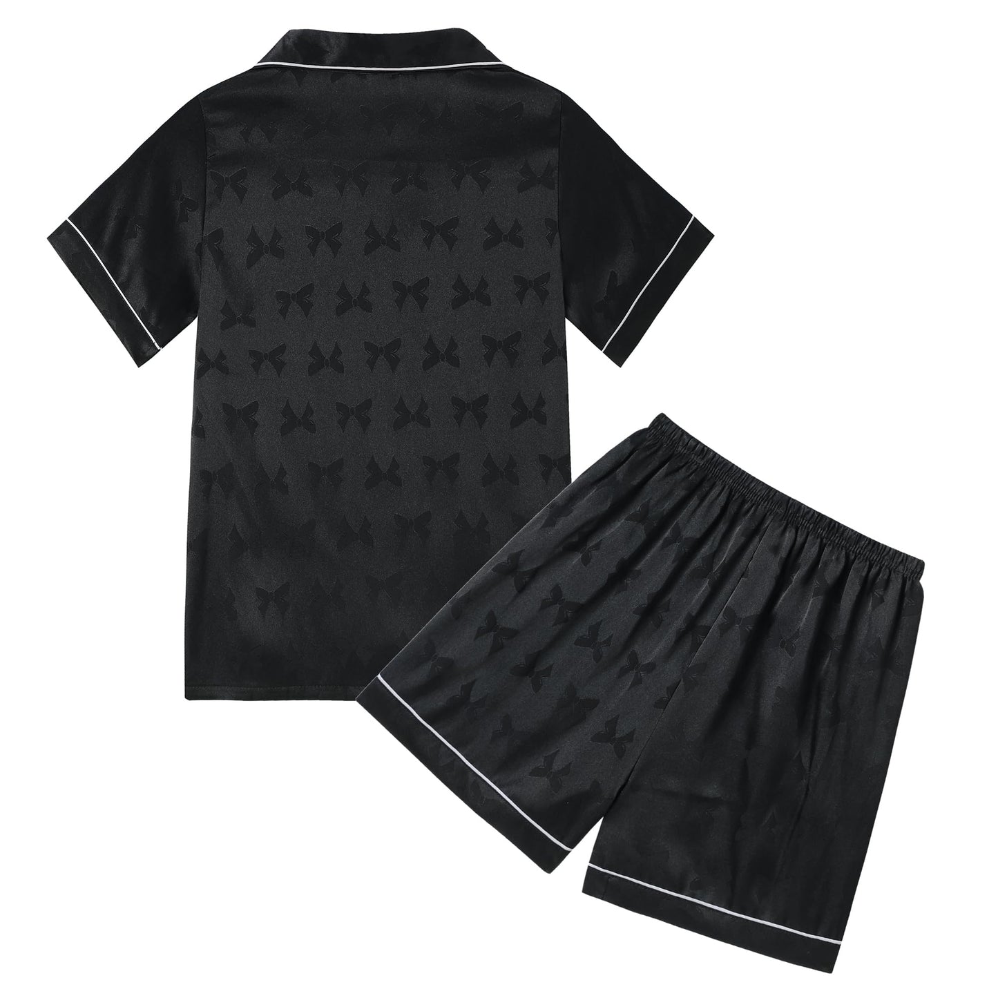 Unisex Kids Boys and Girls Pajama Sets Summer Short Sleeve With Shorts Sleepwear Silky Button Down Loungewear