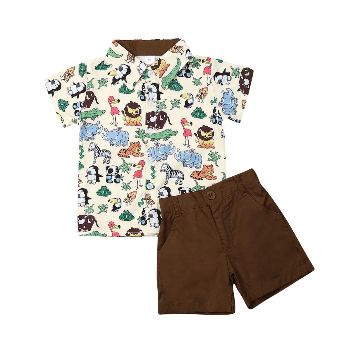 2Pcs Baby Boys Summer Clothing Sets Cute Letters Print Button Down Shirt+Shorts Outfits Toddler Clothes