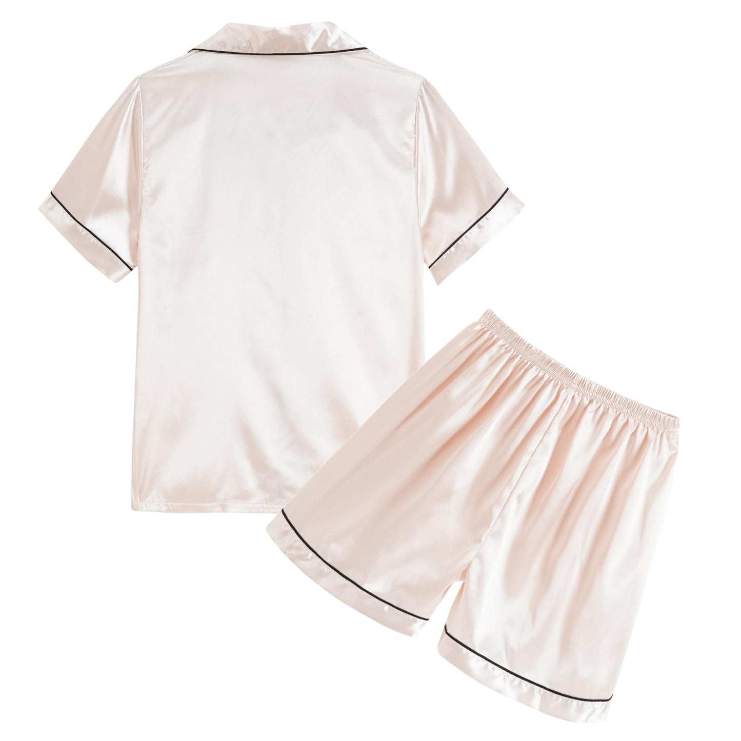 Unisex Kids Boys and Girls Pajama Sets Summer Short Sleeve With Shorts Sleepwear Silky Button Down Loungewear