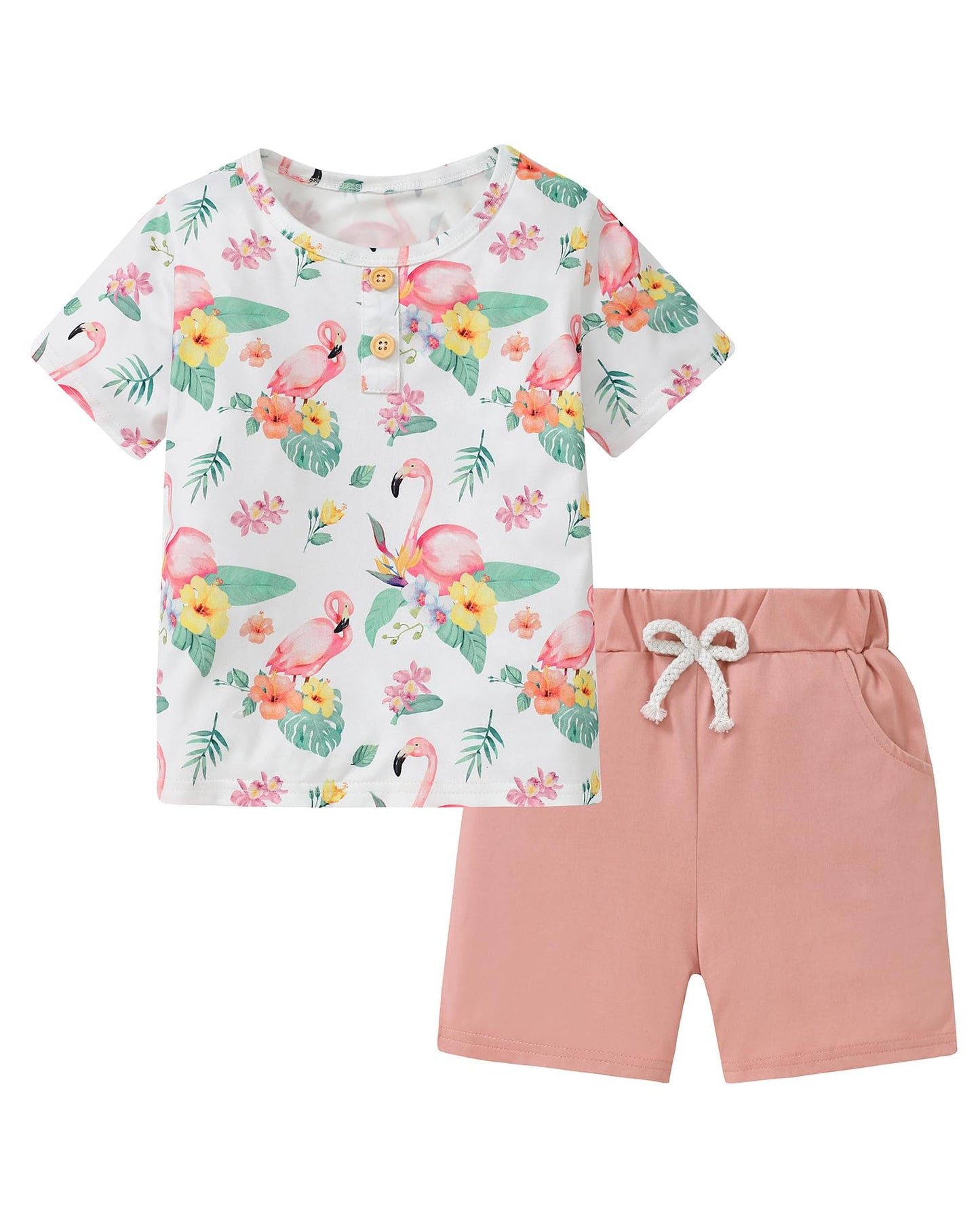 Coco&RARA Toddler Boy Clothes Outfits Kid Summer Hawaiian Print T-Shirt + Elastic Waist Pockets Shorts Clothes Set 2-7T