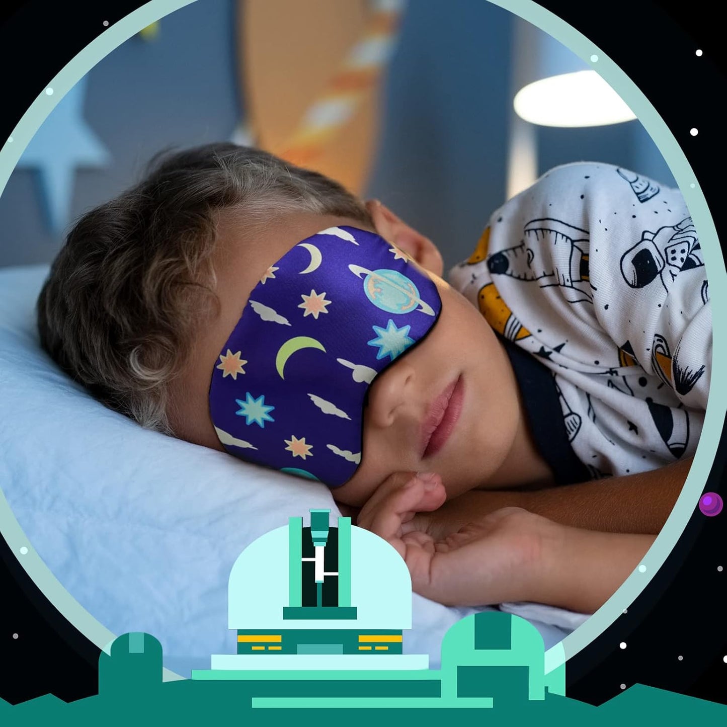 Geyoga 5 Pcs Boys Sleep Masks Planet Kids Sleeping Masks Boys Space Eye Cover Blindfolds Children Travel Eye Shade with Elastic Strap for Sleeping Naps Light Blocking, 5 Styles