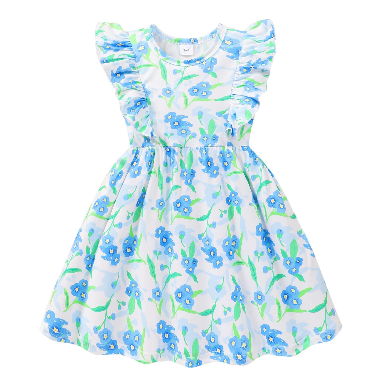 Little Girls A-line Dress Cute Leopard Mermaid Pattern Ruffle Sundress Toddler Girl Casual Dresses for Party 2-7Y