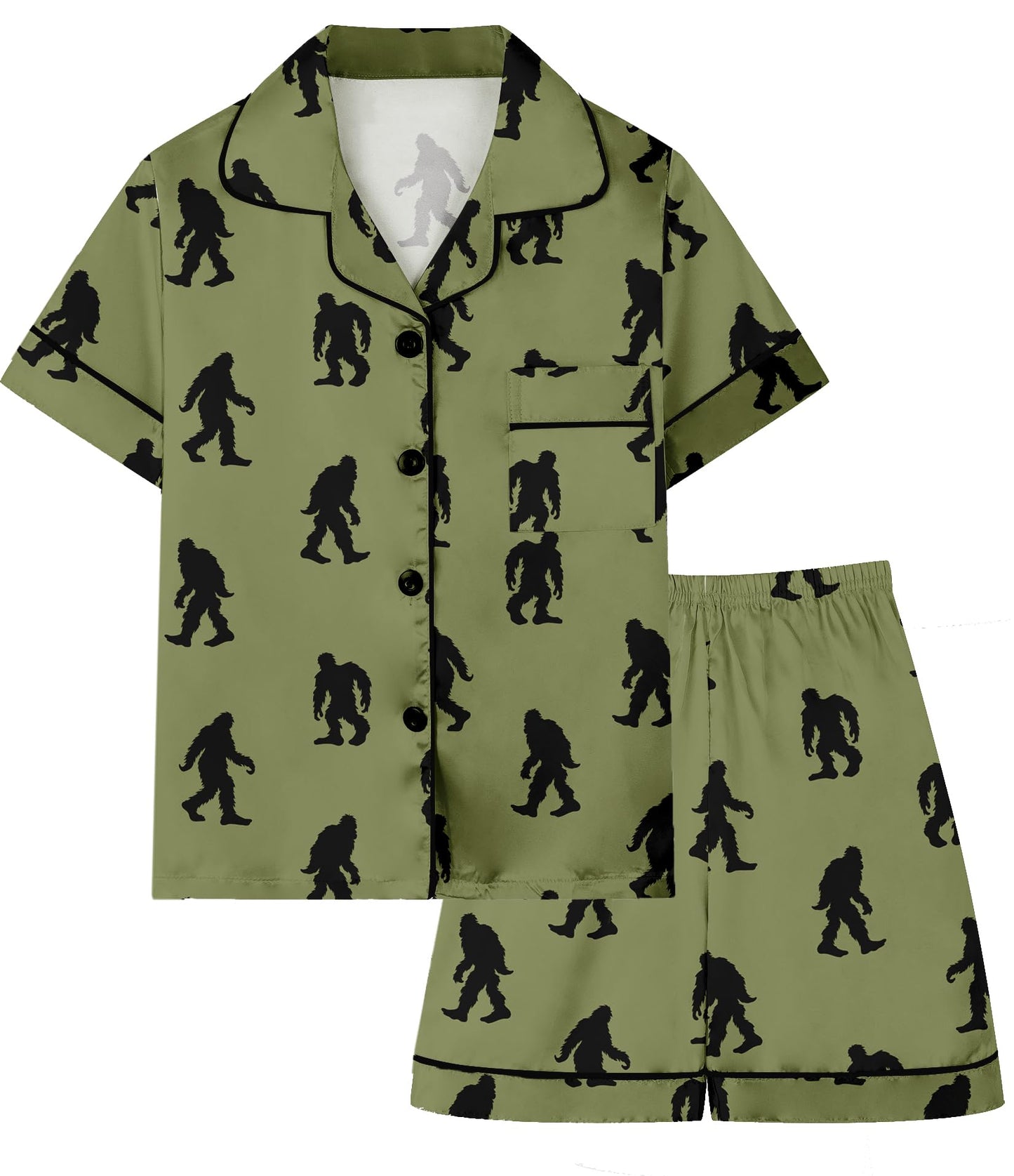 Boys & Mens Silk Pajamas Button Down Sleepwear Satin Nightwear 2 Pcs Pj Set