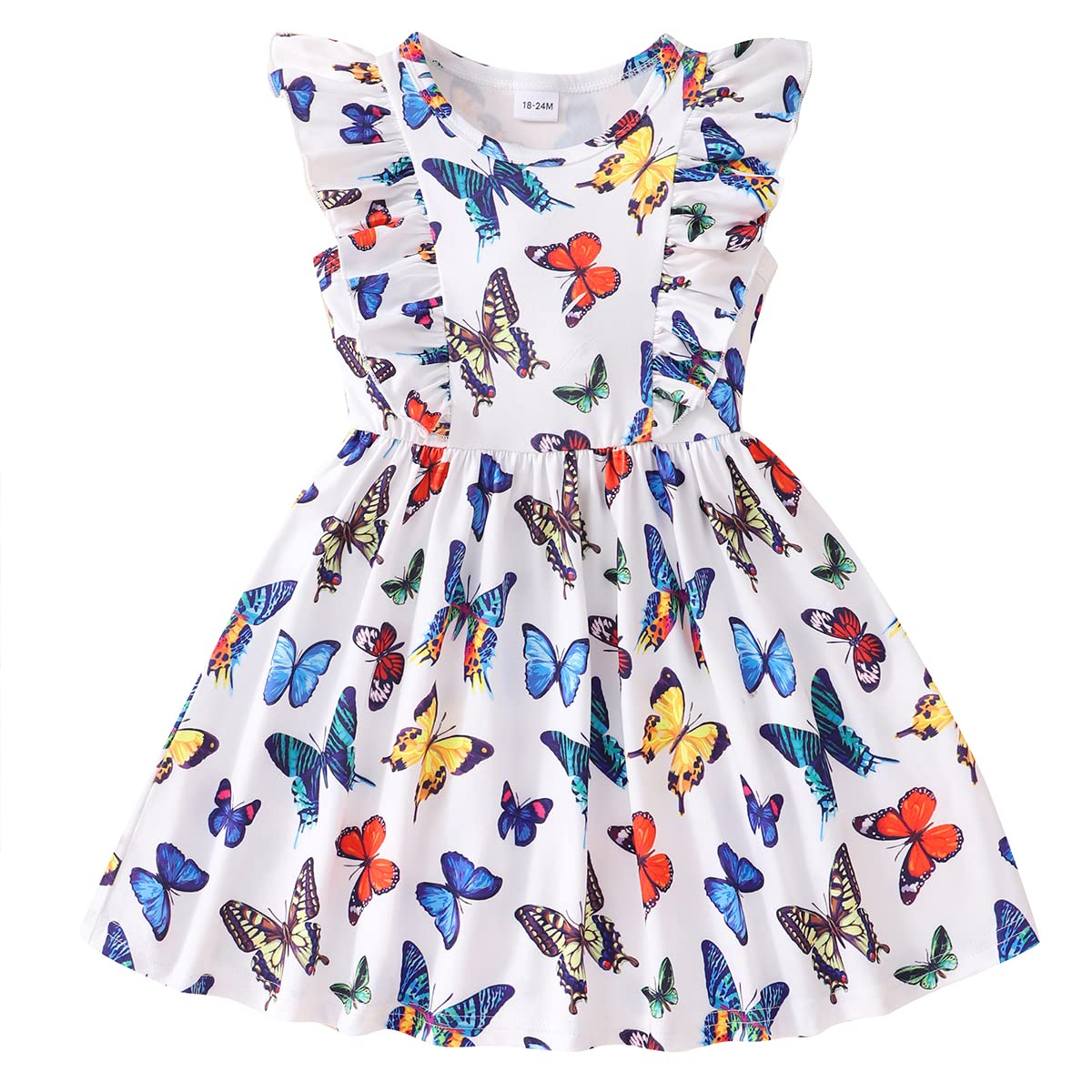 Little Girls A-line Dress Cute Leopard Mermaid Pattern Ruffle Sundress Toddler Girl Casual Dresses for Party 2-7Y