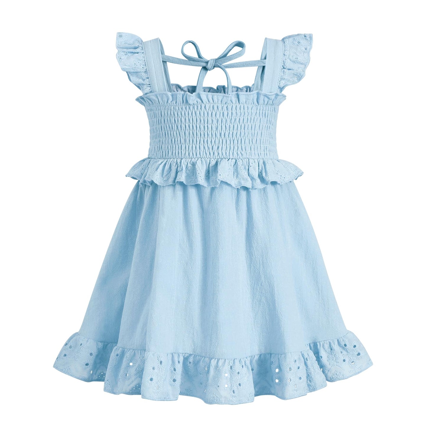 YOUNGER TREE Toddler Dress Baby Girls Cotton Ruffle Sleeveless Summer Dresses Kids Boho Beach Casual Sundress