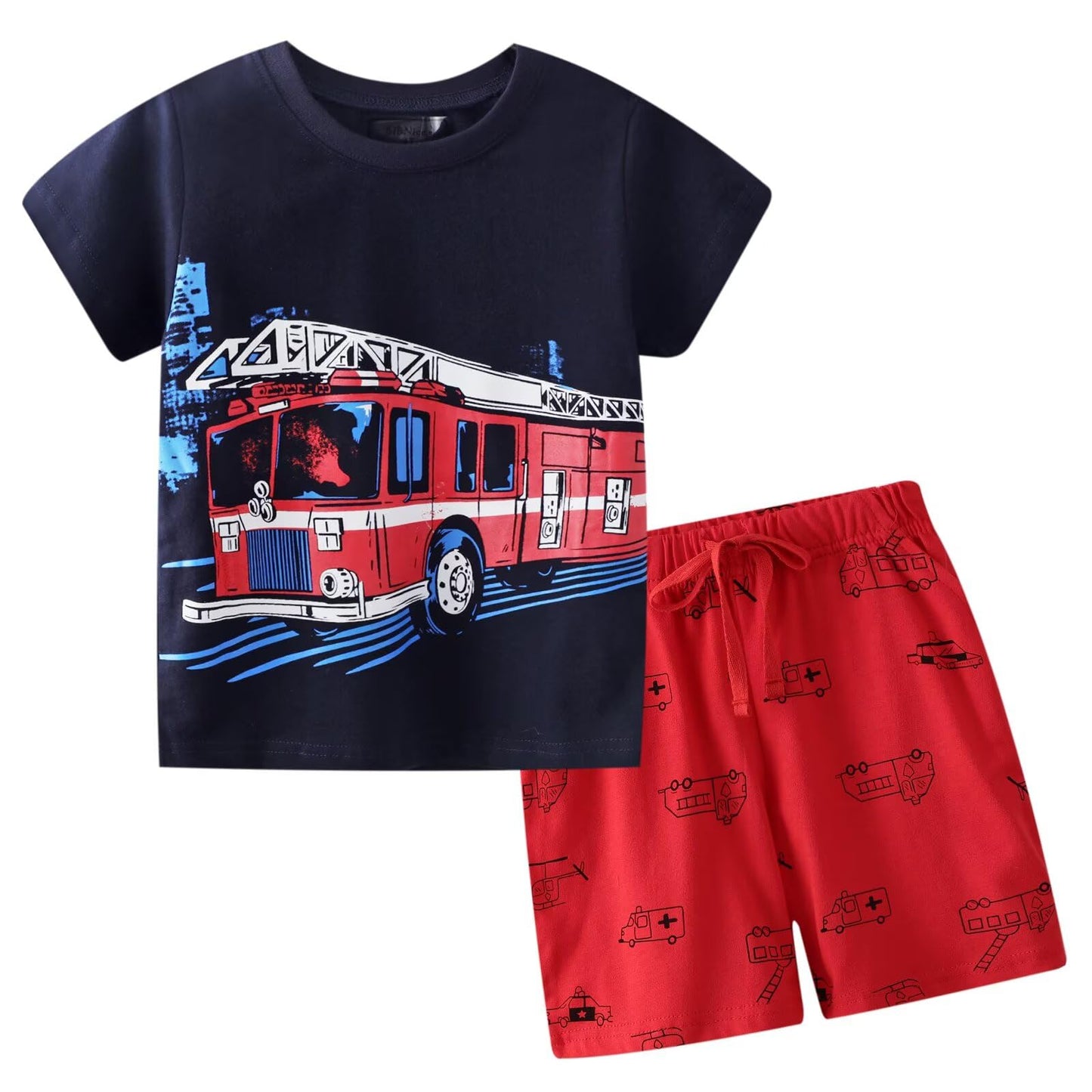 Toddler Boy Summer Clothes Outfits Kids Cotton Short Sleeve Shirt Shorts Set 2-7 Years