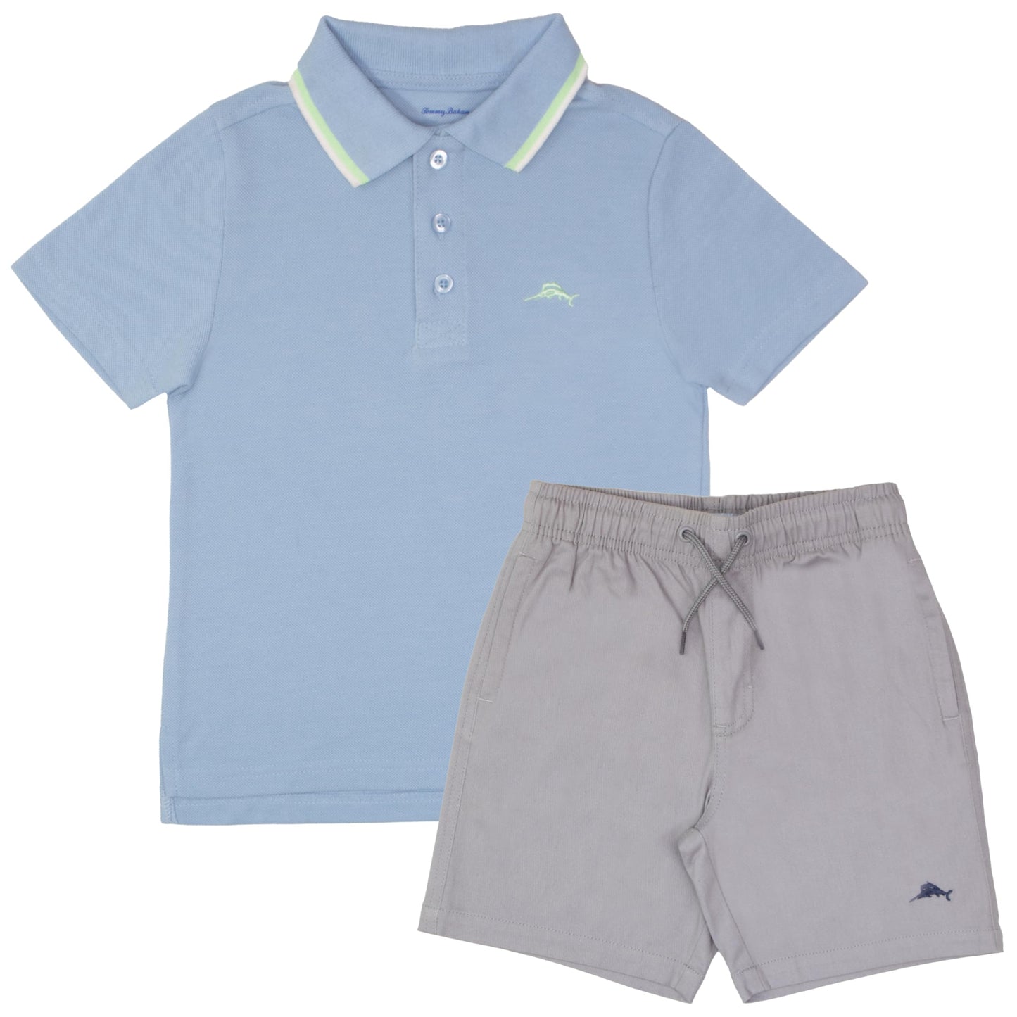 Tommy Bahama Boys Short Sleeve Classic Polo Shirt & Elastic Waist Shorts Set, Casual 2-Piece Summer Outfit for Kids