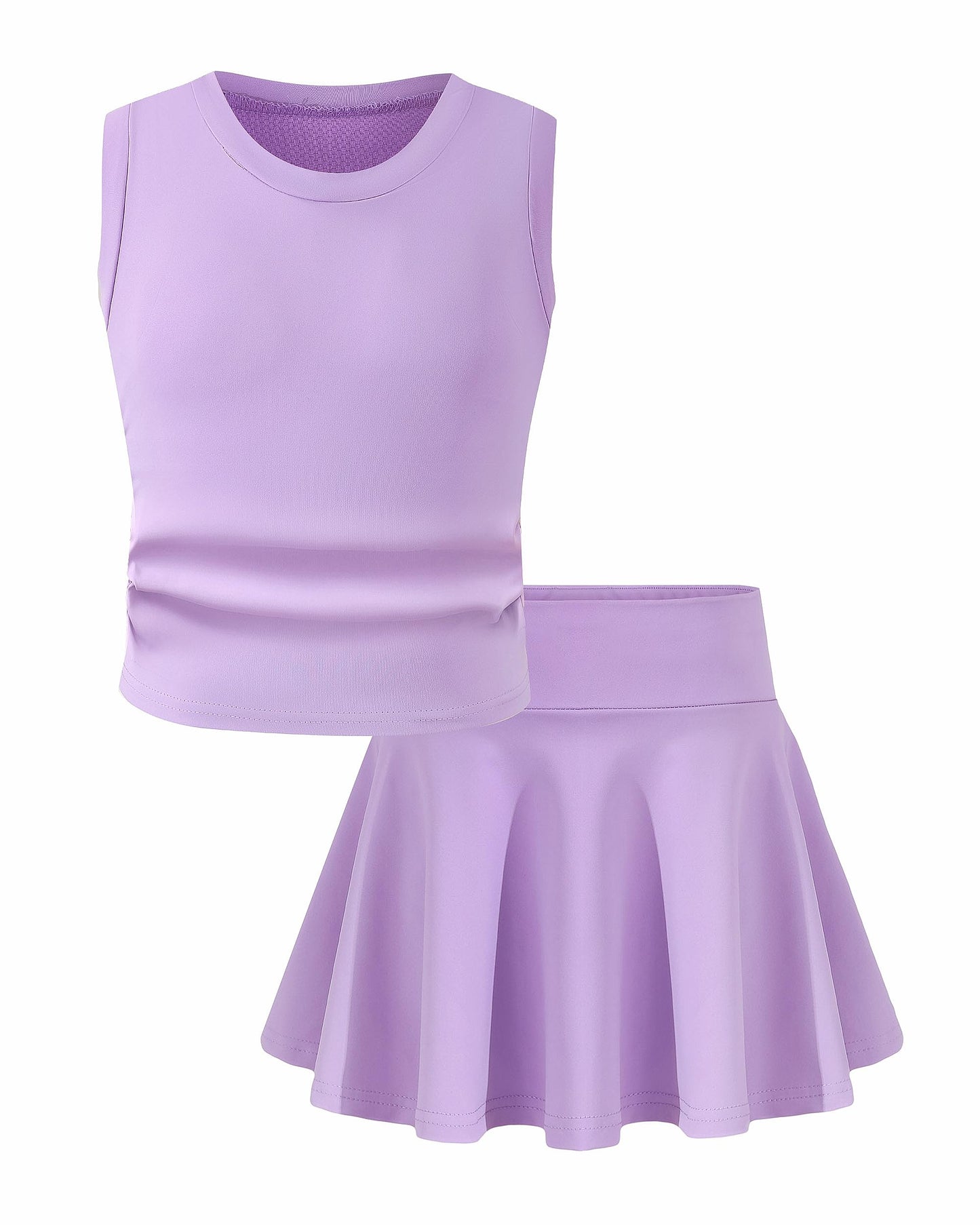 Girls Tennis Skirts Sets Kids Sleeveless Ruched Athletic Tank Tops Flowy Pleated Skirt Pockets Skorts Shorts Outfits
