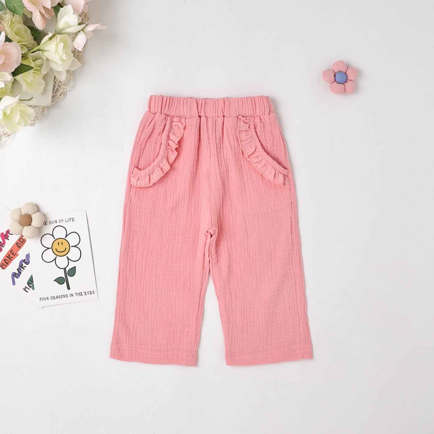 Toddler Baby Girl Clothes Summer Outfits Cute Bow Button Ruffle Camisole Pants Set 9-36 Months