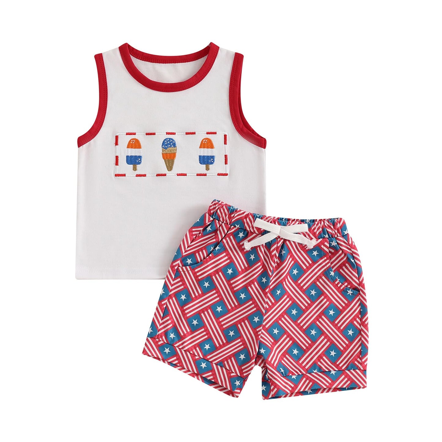 Kupretty Baby Boy Summer Clothes Sleeveless Tank Tops Vest T-Shirt + Casual Shorts Toddler Outfits Set